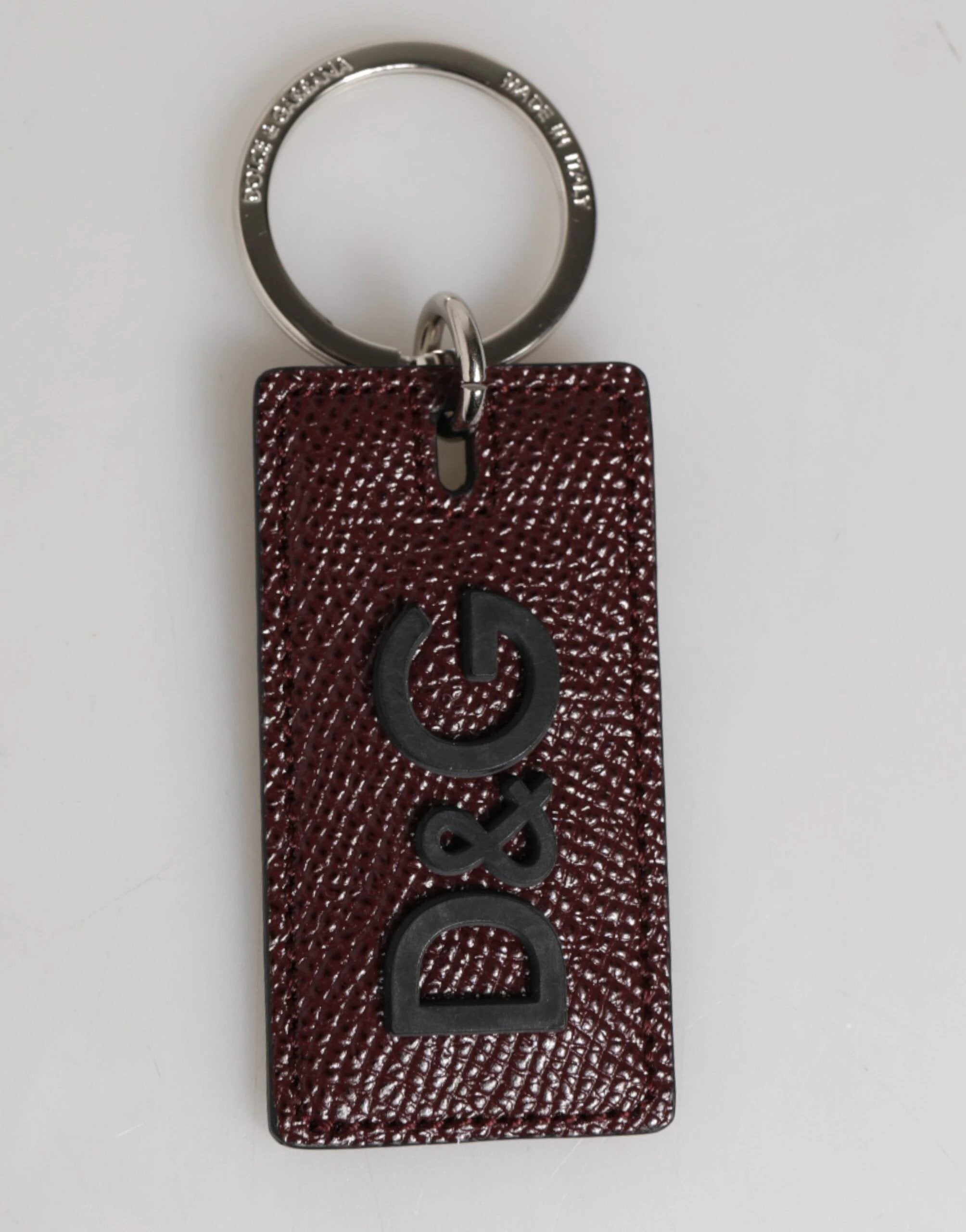 Dolce & Gabbana Dark Brown Leather Logo Metal Ring Men Keychain Keyring by Dolce & Gabbana
