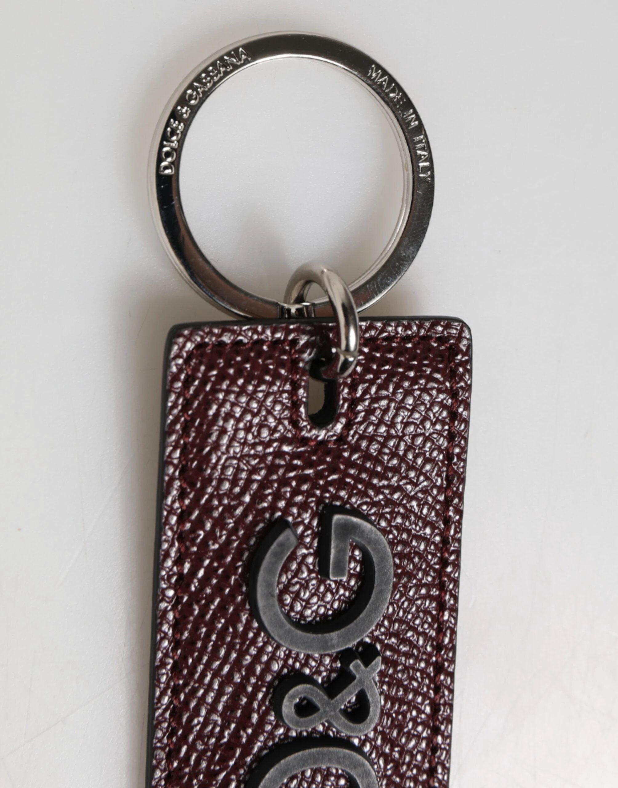 Dolce & Gabbana Dark Brown Leather Logo Metal Ring Men Keychain Keyring by Dolce & Gabbana