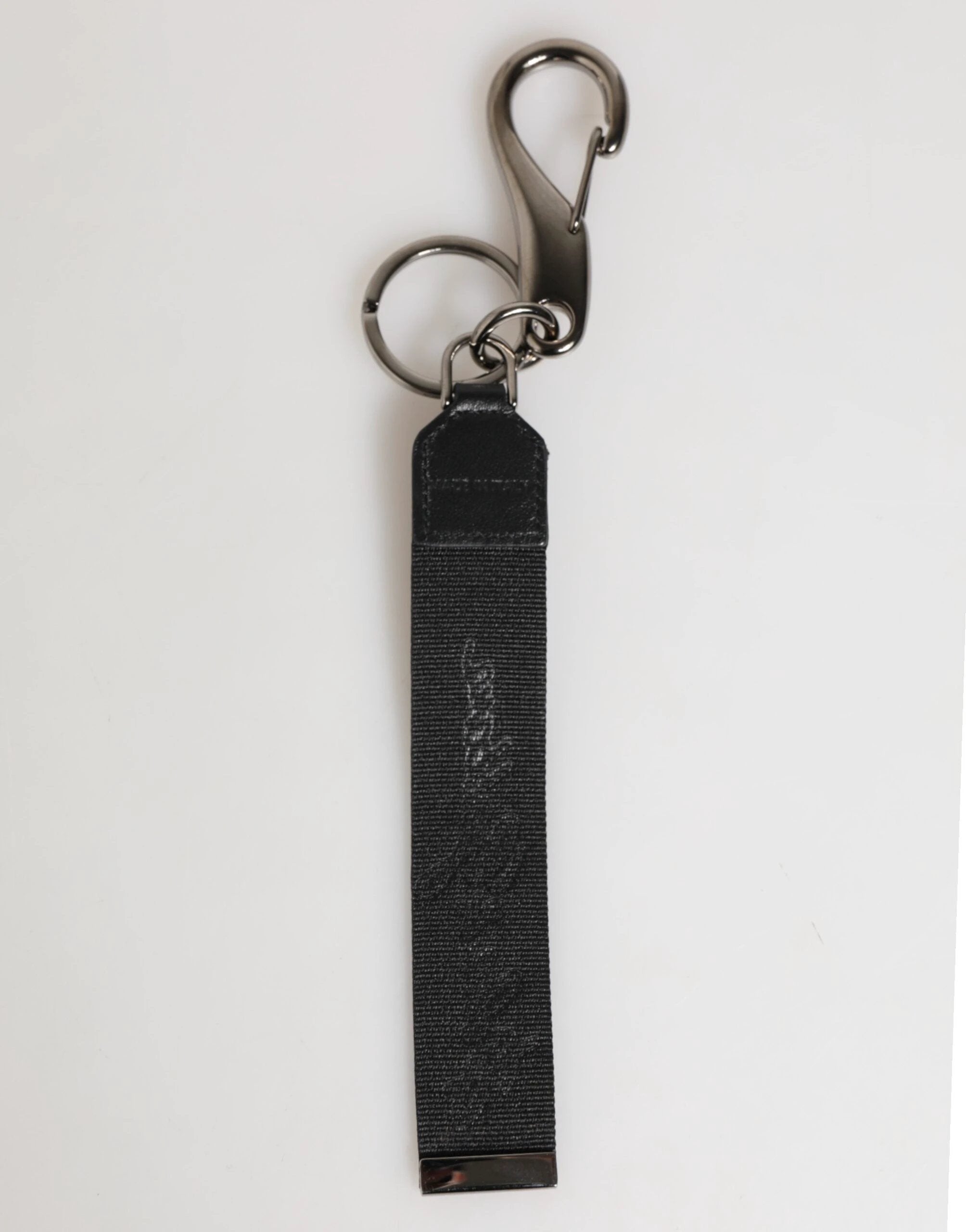 Dolce & Gabbana Black White Polyester DG Logo Silver Men Keychain Keyring by Dolce & Gabbana