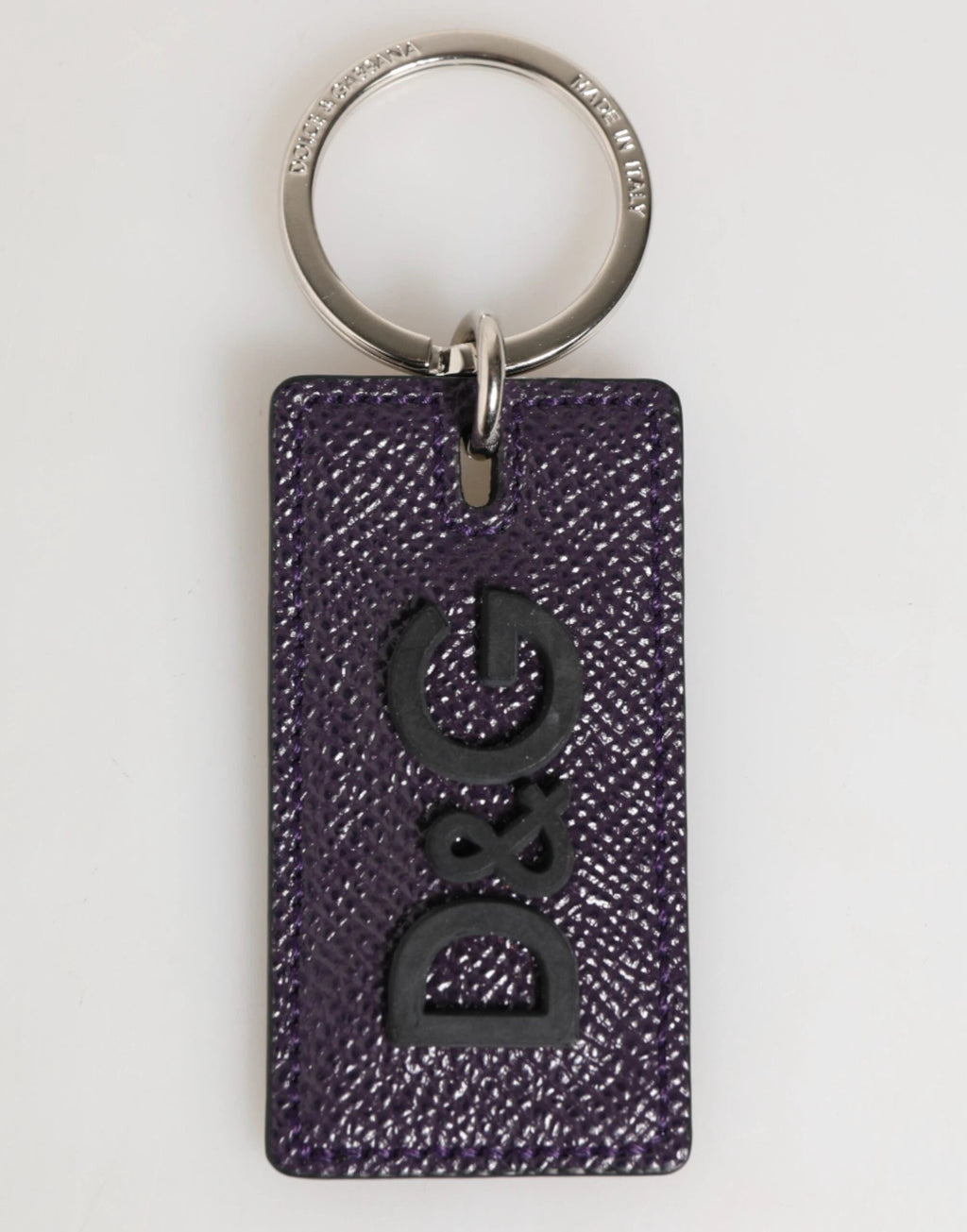 Dolce & Gabbana Violet Leather Logo Metal Ring Men Keychain Keyring by Dolce & Gabbana