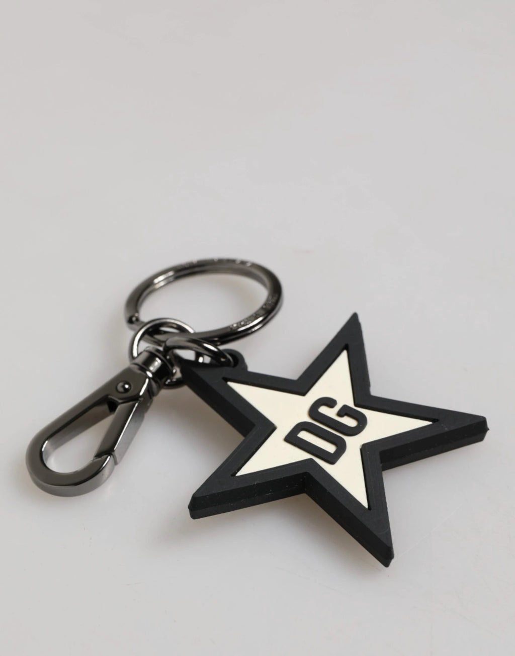 Dolce & Gabbana White Black DG Logo Star Rubber Men's Keychain Keyring by Dolce & Gabbana