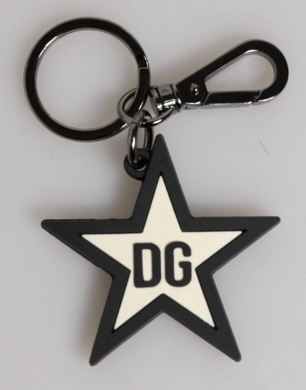 Dolce & Gabbana White Black DG Logo Star Rubber Men's Keychain Keyring by Dolce & Gabbana