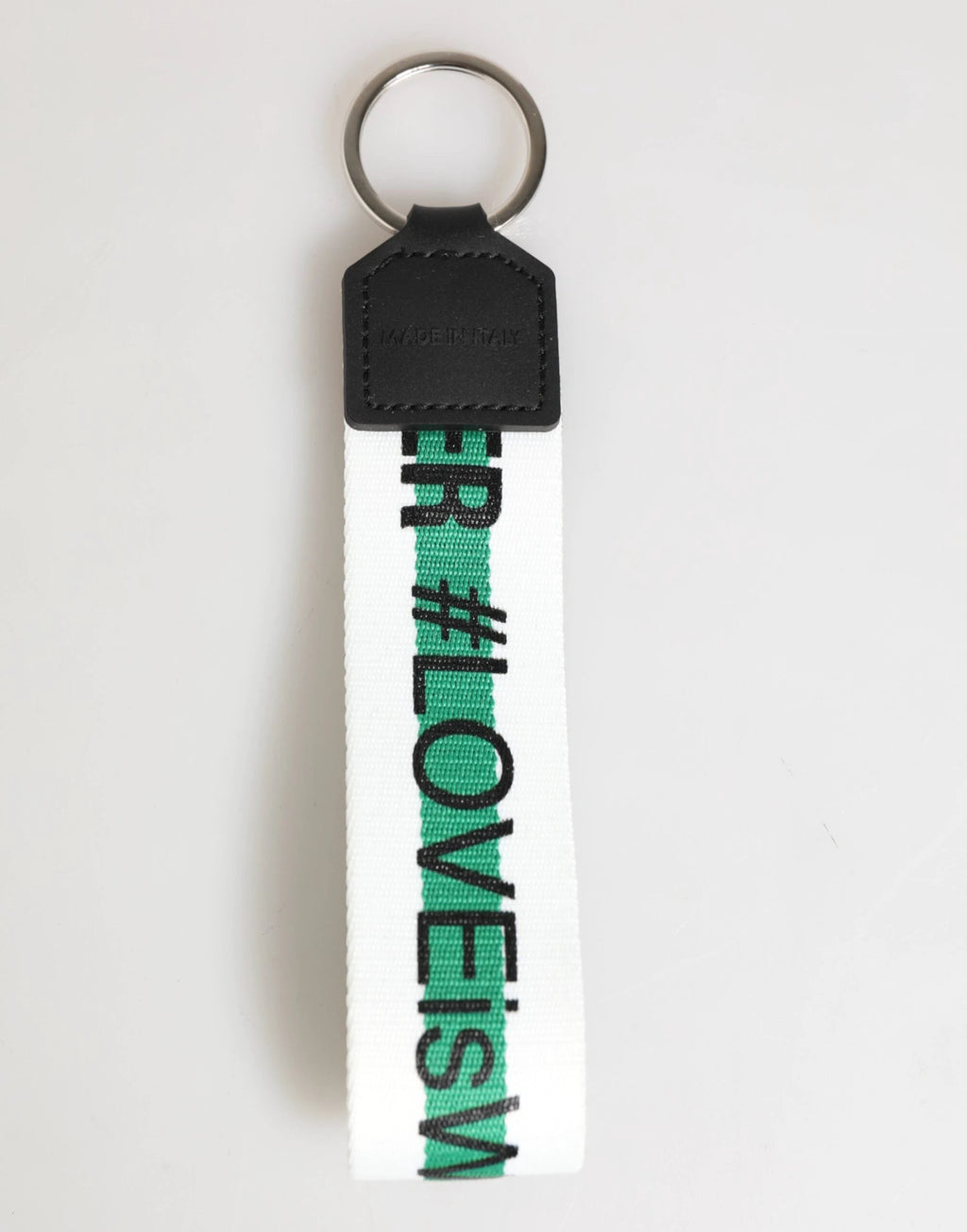 Dolce & Gabbana Green Logo Polyester Silver Brass Holder Keychain Keyring by Dolce & Gabbana