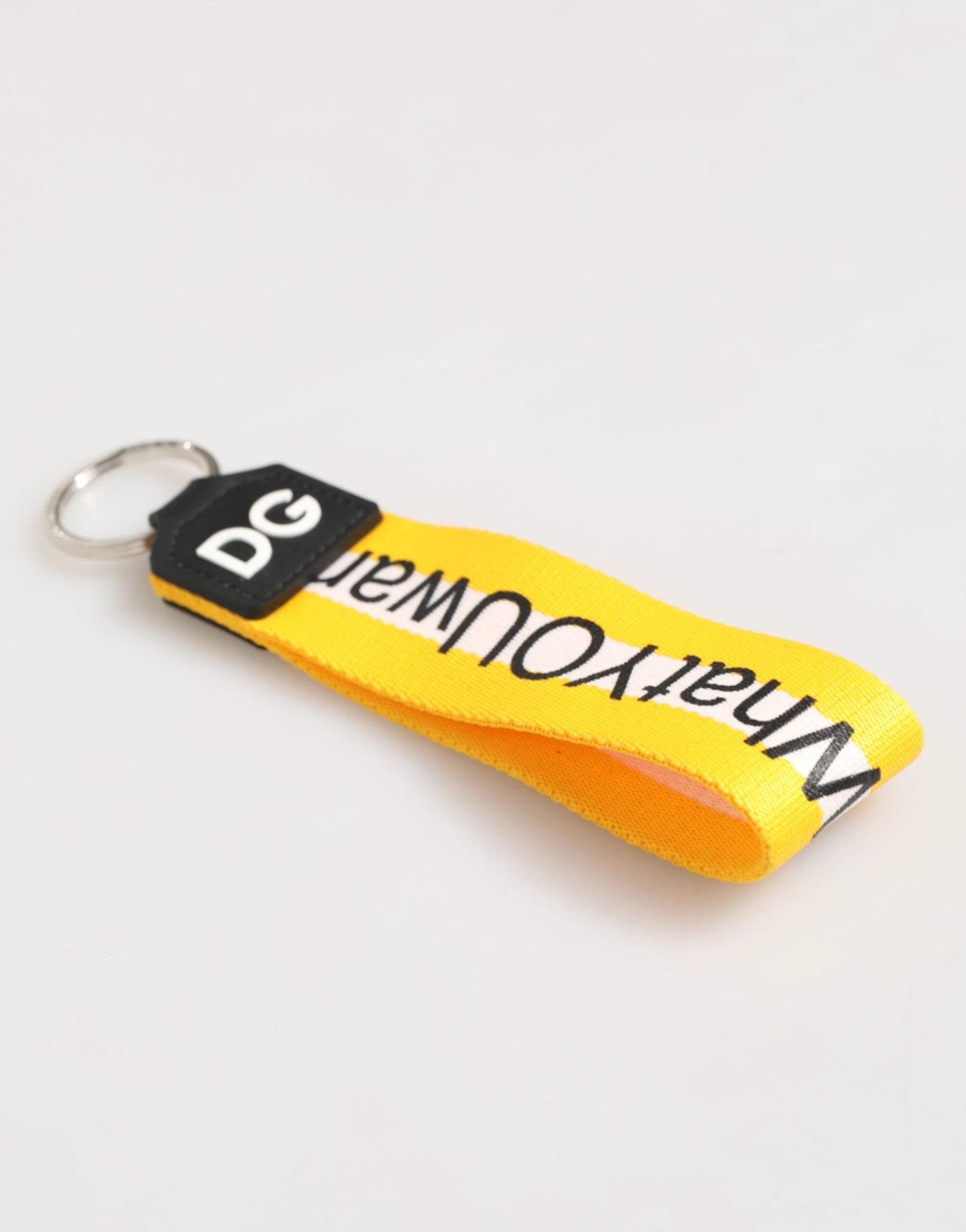 Dolce & Gabbana Yellow Logo Polyester Silver Brass Holder Keychain Keyring by Dolce & Gabbana