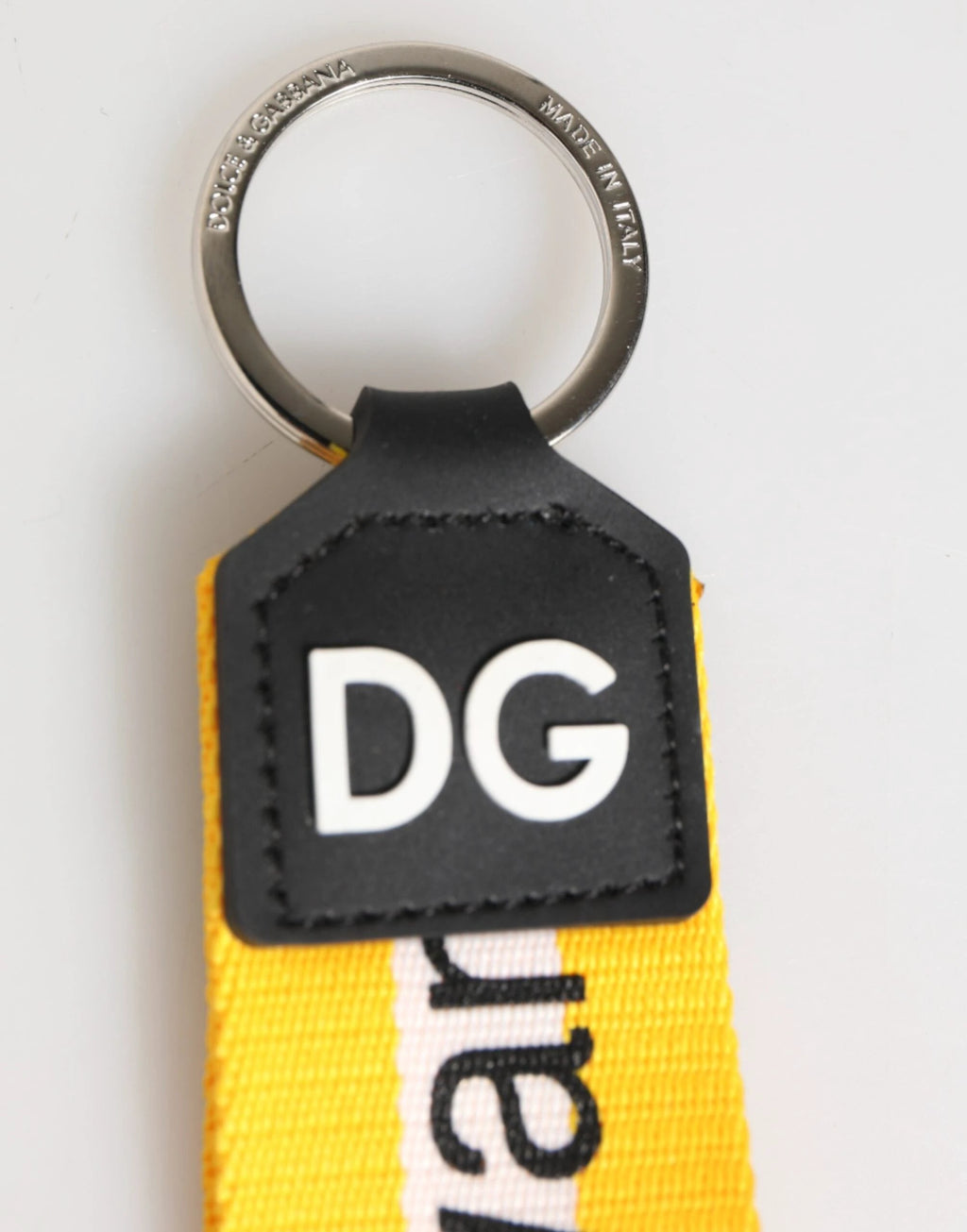 Dolce & Gabbana Yellow Logo Polyester Silver Brass Holder Keychain Keyring by Dolce & Gabbana