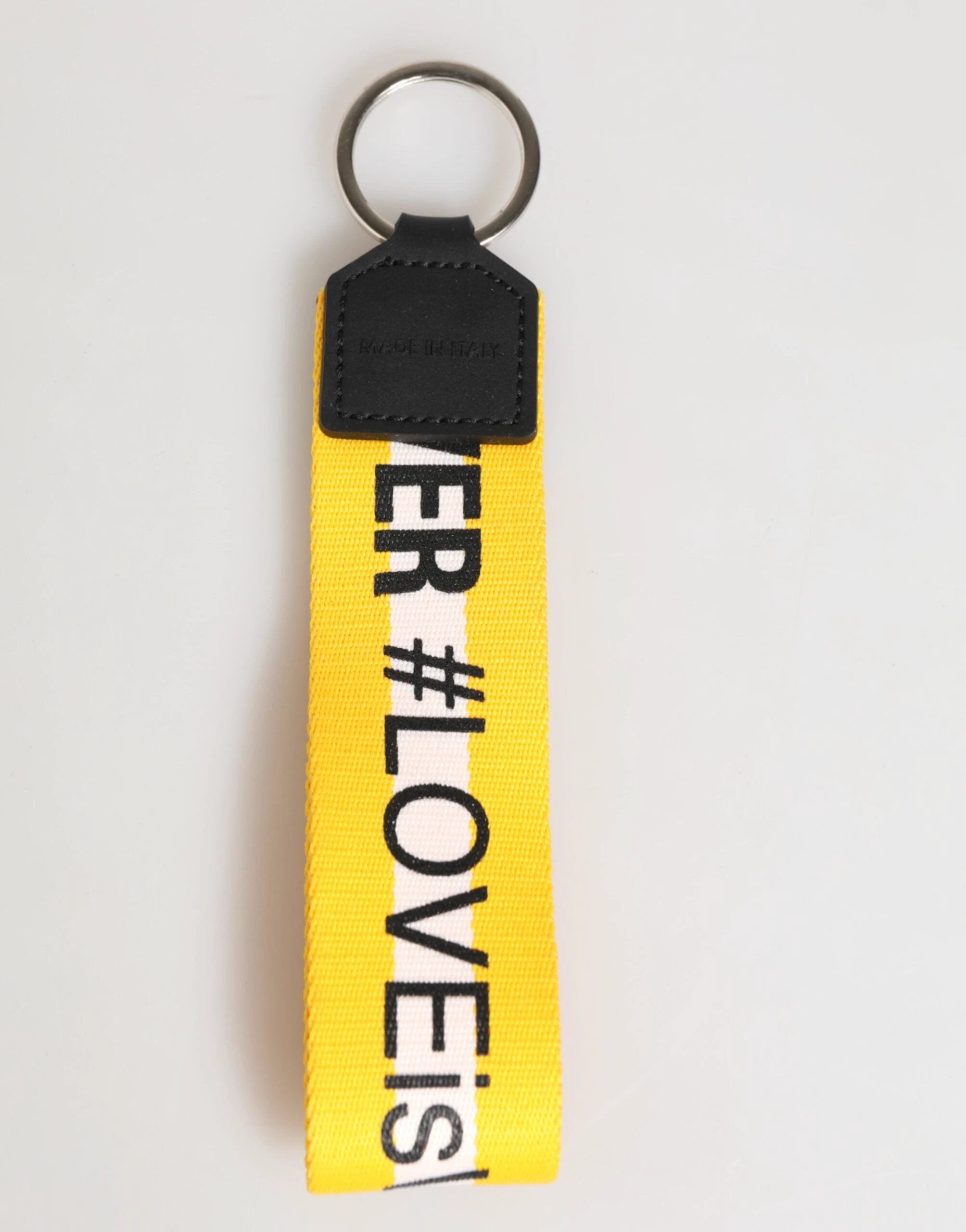 Dolce & Gabbana Yellow Logo Polyester Silver Brass Holder Keychain Keyring by Dolce & Gabbana