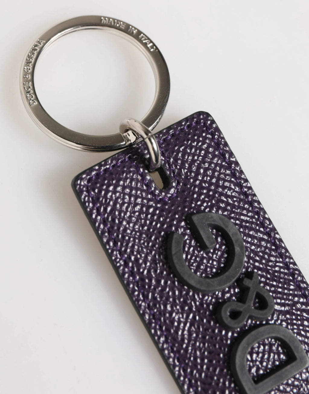 Dolce & Gabbana Violet Leather Logo Metal Ring Men Keychain Keyring by Dolce & Gabbana