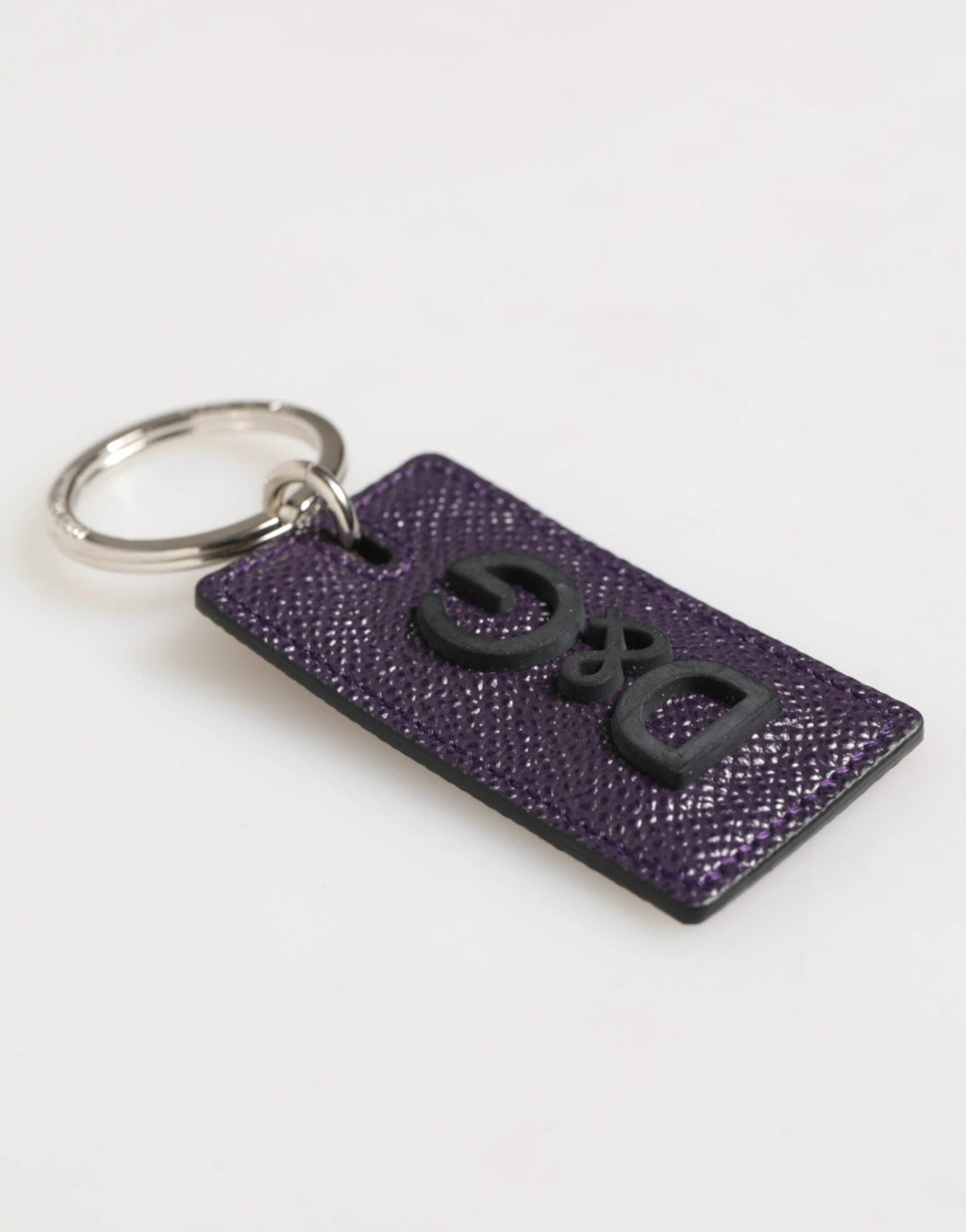 Dolce & Gabbana Violet Leather Logo Metal Ring Men Keychain Keyring by Dolce & Gabbana