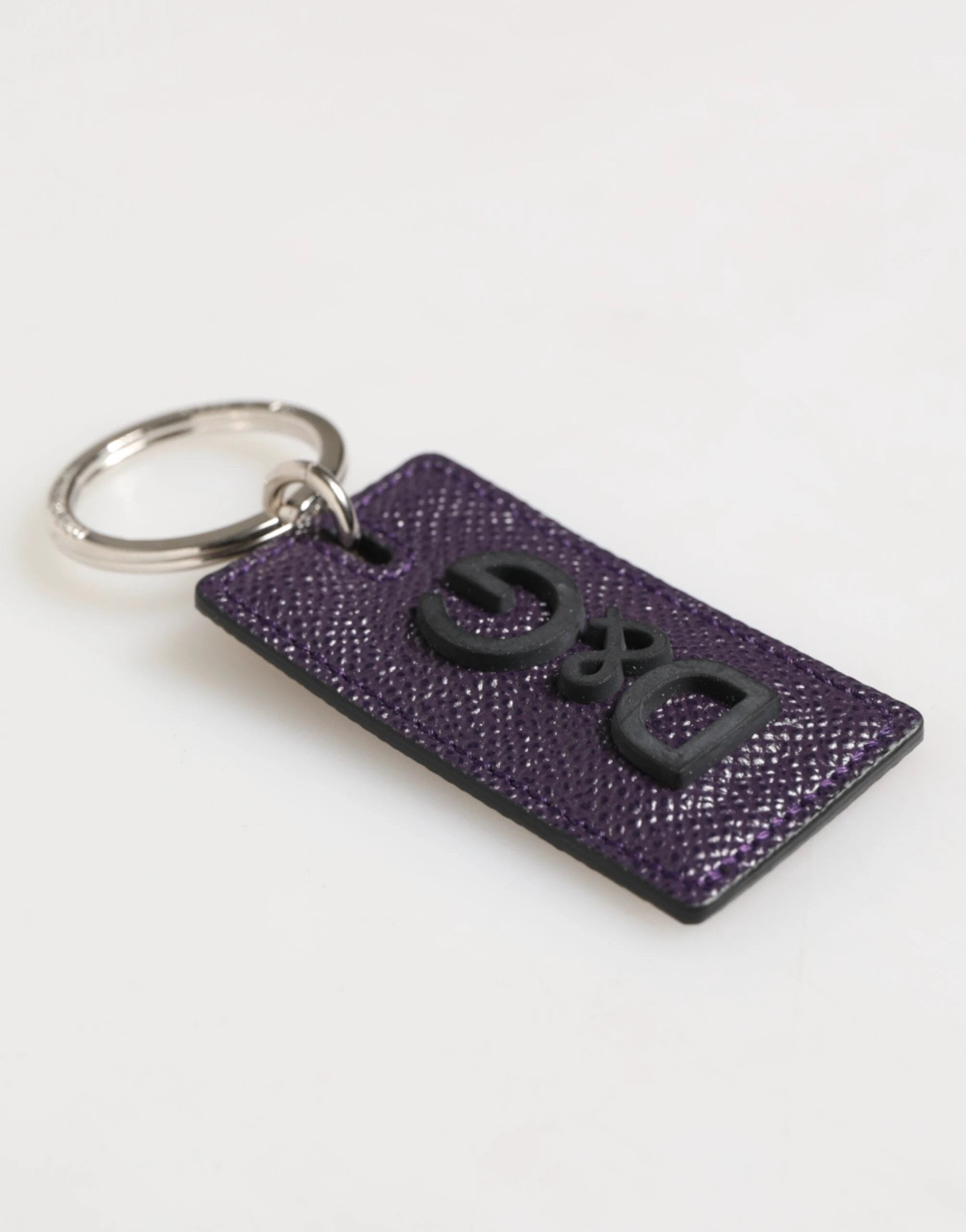 Dolce & Gabbana Violet Leather Logo Metal Ring Men Keychain Keyring by Dolce & Gabbana