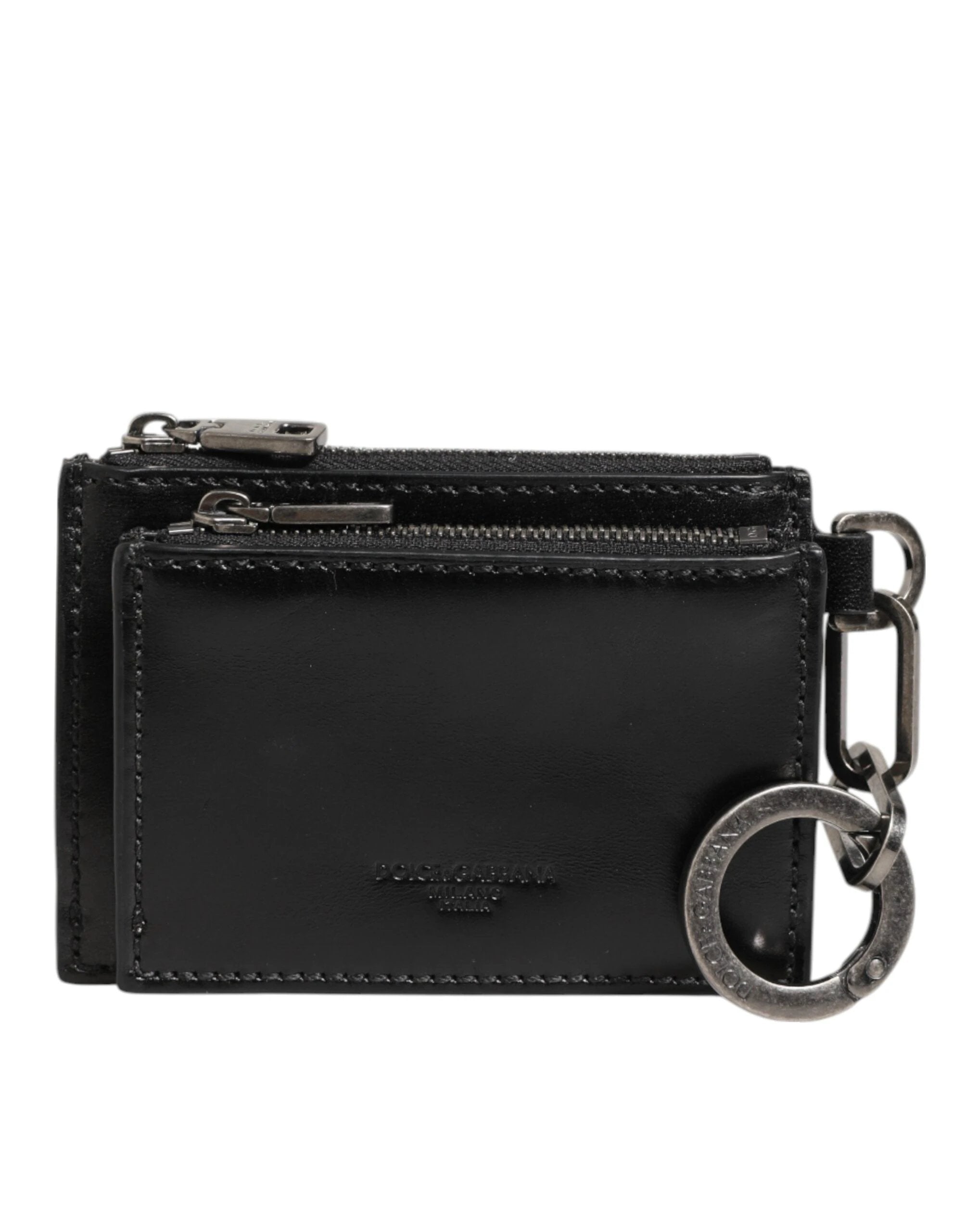 Dolce & Gabbana Black Leather Zipped Card Holder Coin Purse Keyring Wallet by Dolce & Gabbana