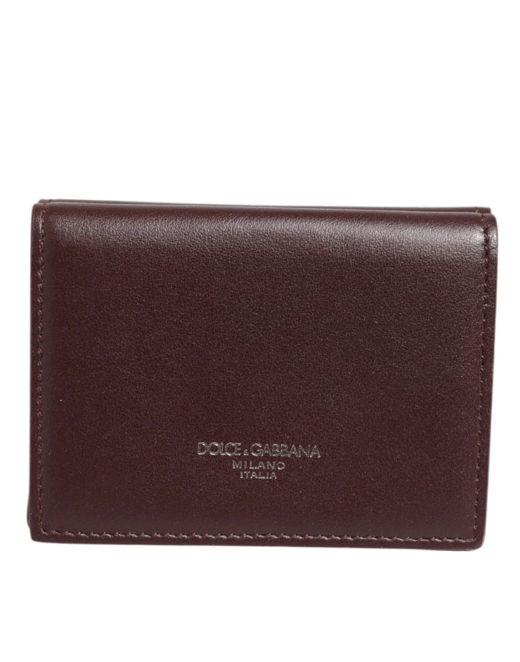 Dolce & Gabbana Leather Embossed Logo Trifold Men Card Holder Dark Brown by Dolce & Gabbana