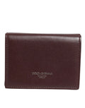 Dolce & Gabbana Leather Embossed Logo Trifold Men Card Holder Dark Brown by Dolce & Gabbana