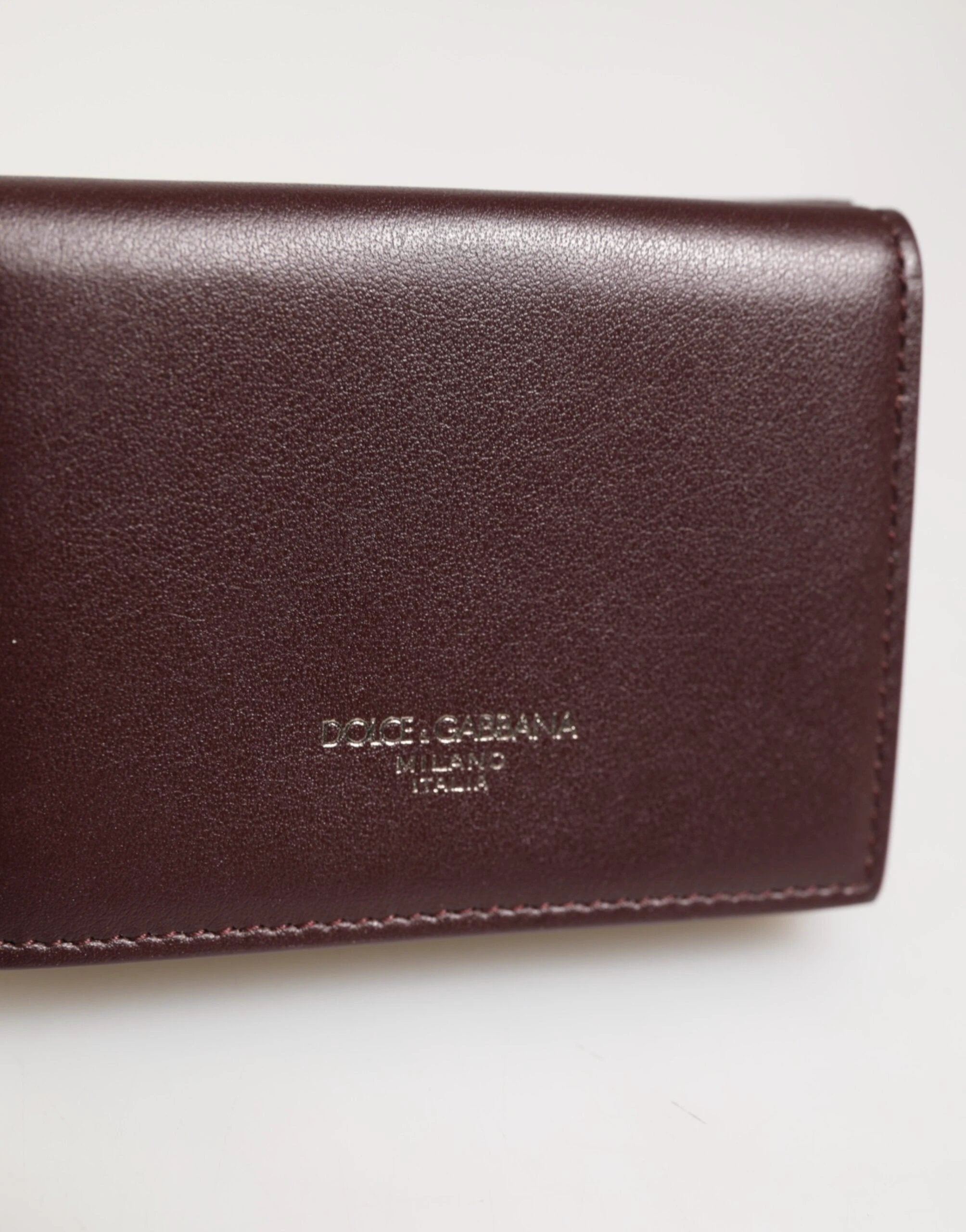Dolce & Gabbana Leather Embossed Logo Trifold Men Card Holder Dark Brown by Dolce & Gabbana