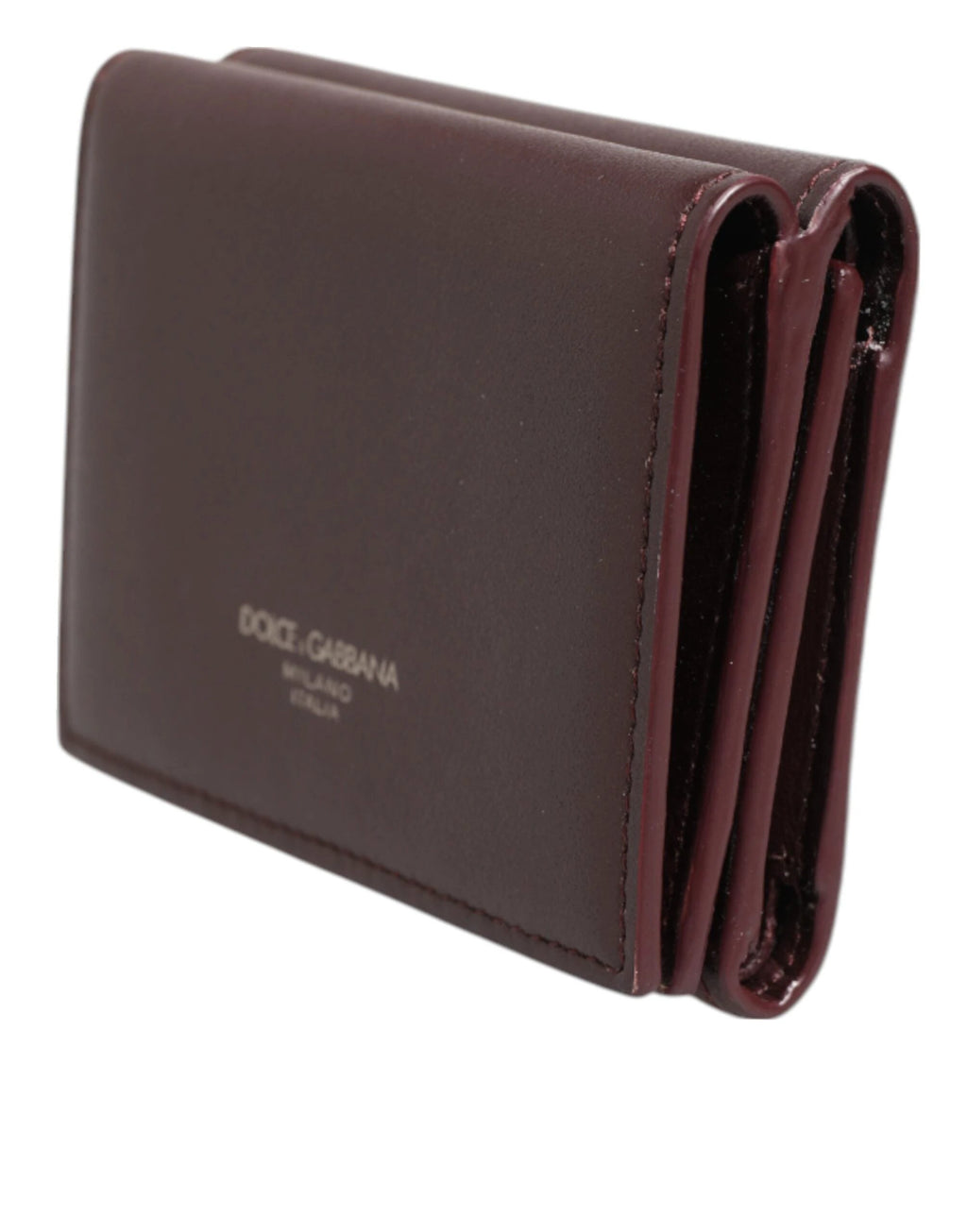 Dolce & Gabbana Leather Embossed Logo Trifold Men Card Holder Dark Brown by Dolce & Gabbana