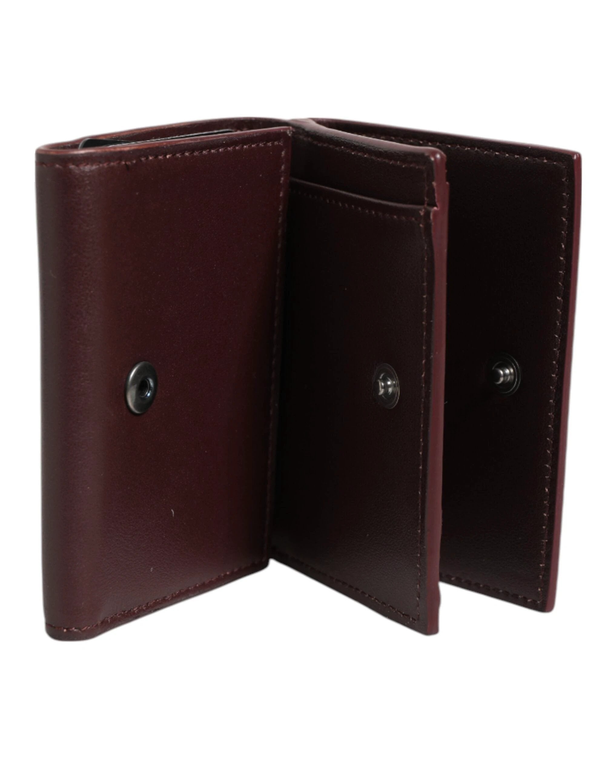 Dolce & Gabbana Leather Embossed Logo Trifold Men Card Holder Dark Brown by Dolce & Gabbana