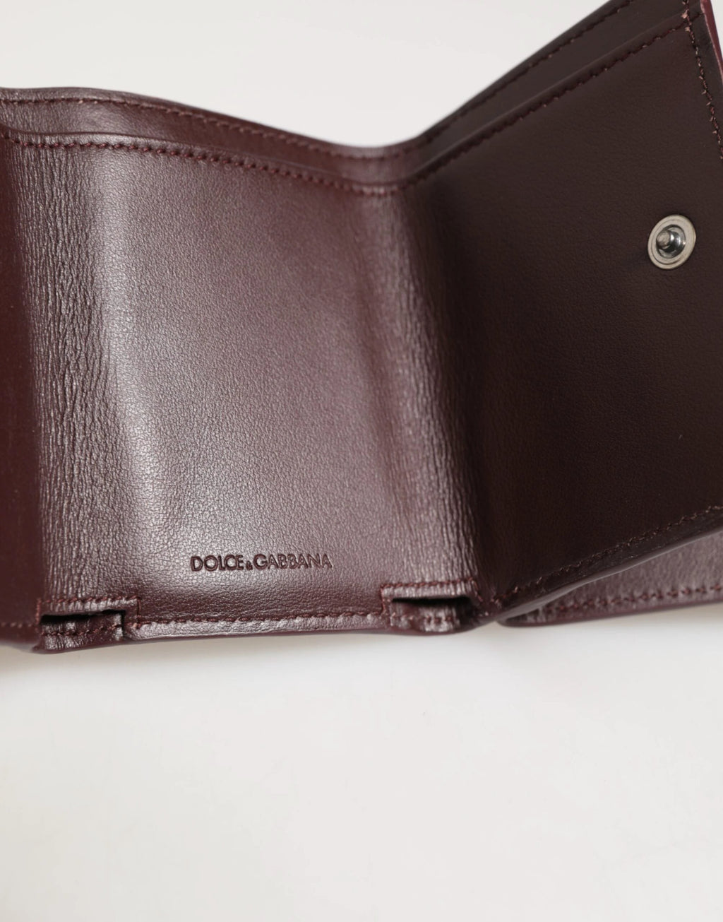 Dolce & Gabbana Leather Embossed Logo Trifold Men Card Holder Dark Brown by Dolce & Gabbana