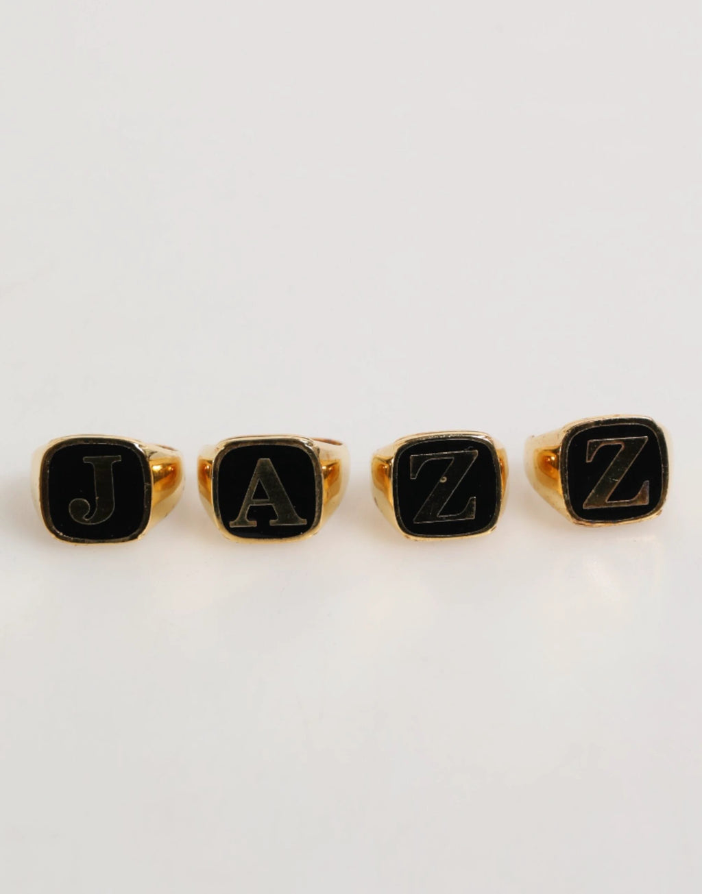 Dolce & Gabbana Gold Tone Brass JAZZ Letter Set 4 Pieces Adjustable Ring by Dolce & Gabbana