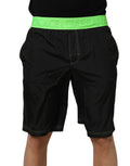 Dolce & Gabbana Black Green Logo Waistband Beachwear Short Swimwear by Dolce & Gabbana