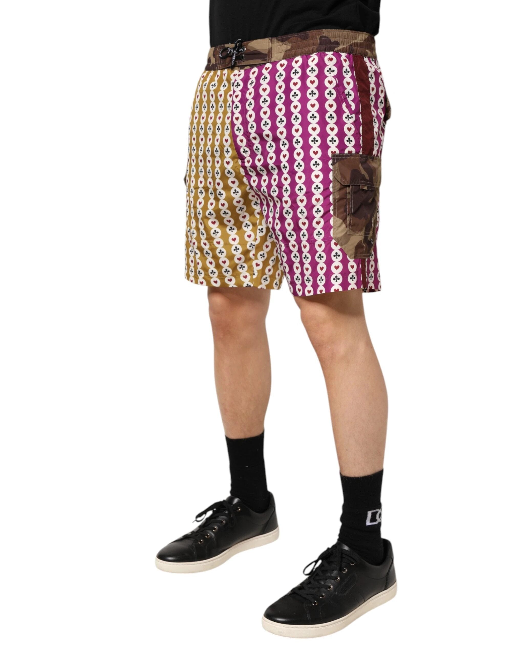 Dolce & Gabbana Multicolor Playing Card Camouflage Shorts Swimwear by Dolce & Gabbana
