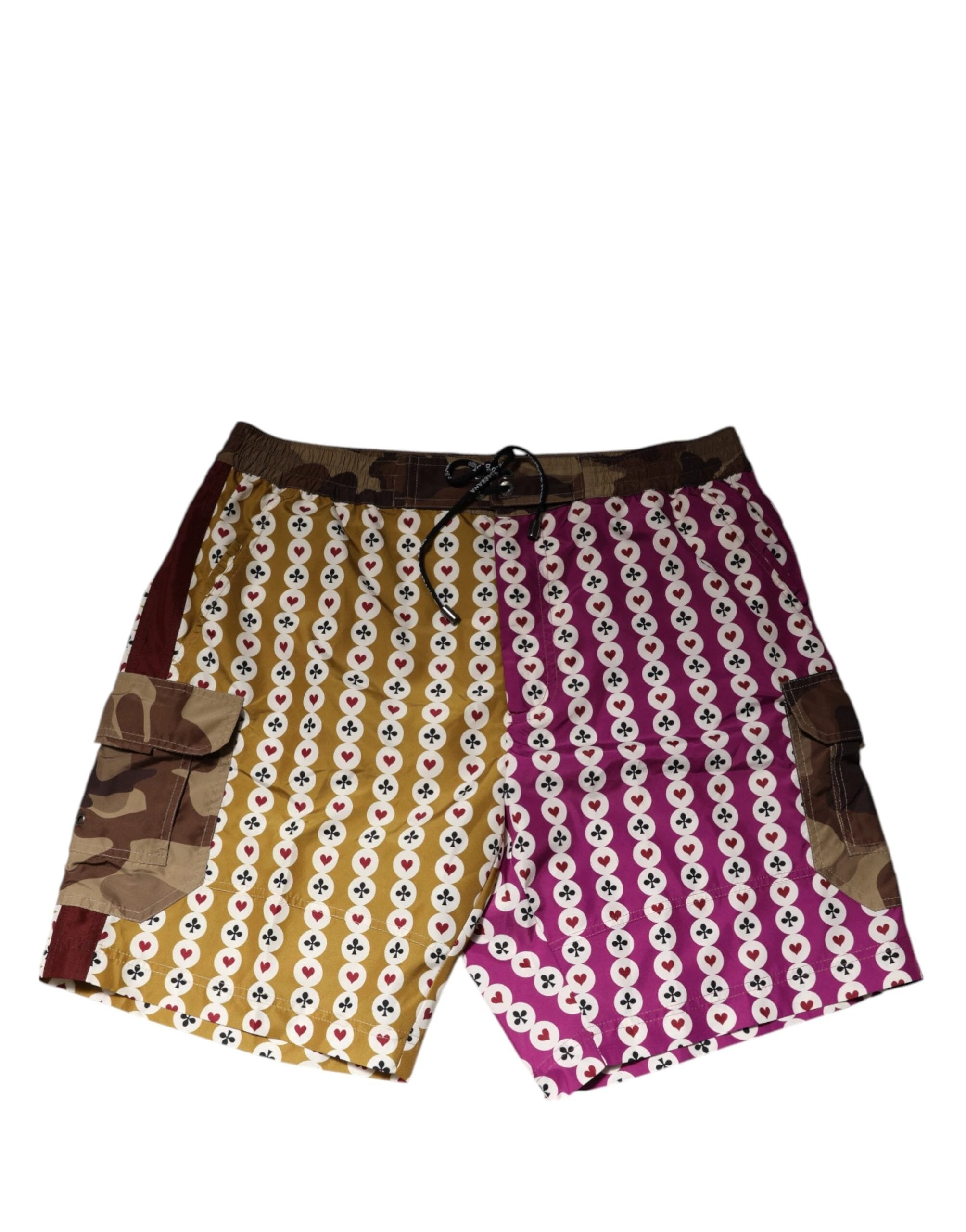 Dolce & Gabbana Multicolor Playing Card Camouflage Shorts Swimwear by Dolce & Gabbana