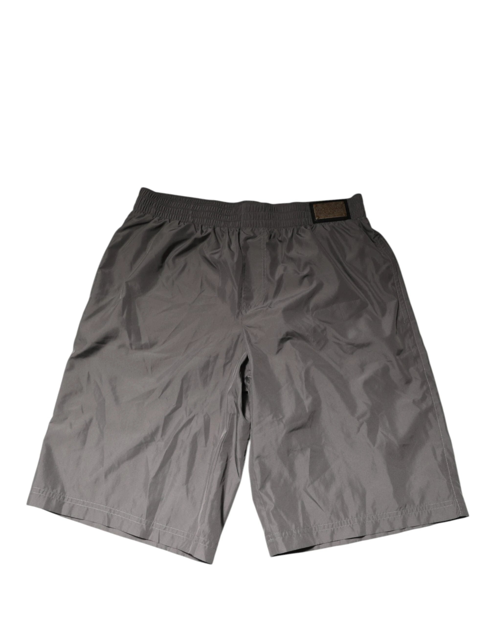 Dolce & Gabbana Light Gray Nylon Elastic Waist Shorts Swimwear by Dolce & Gabbana