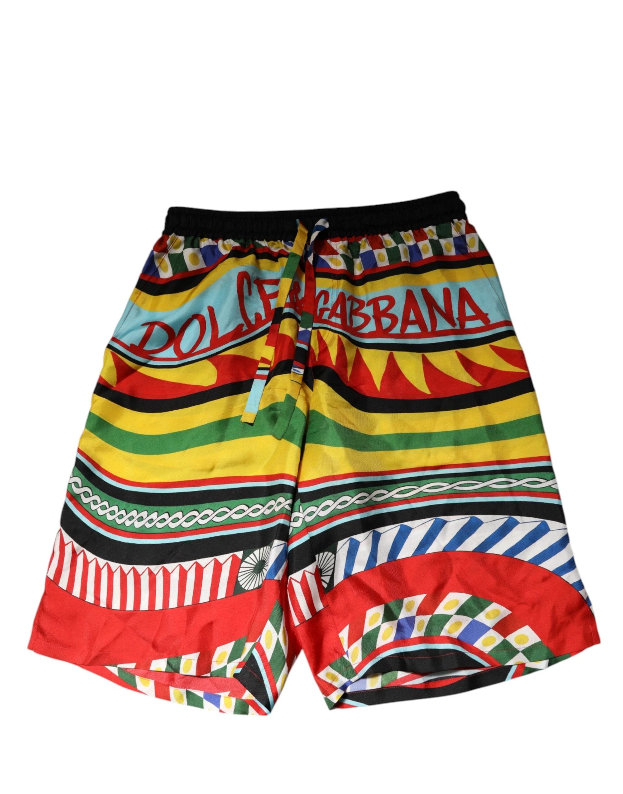 Dolce & Gabbana Multicolor Sicilian Carretto Shorts Swimwear by Dolce & Gabbana