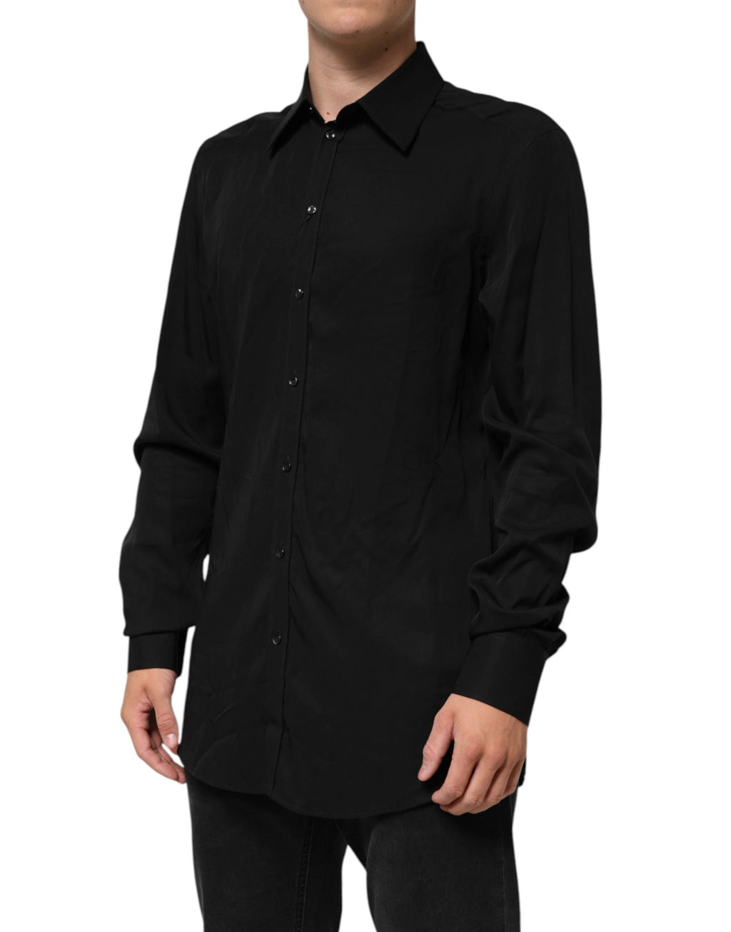 Dolce & Gabbana Black Viscose Long Sleeve Formal Dress Shirt by Dolce & Gabbana