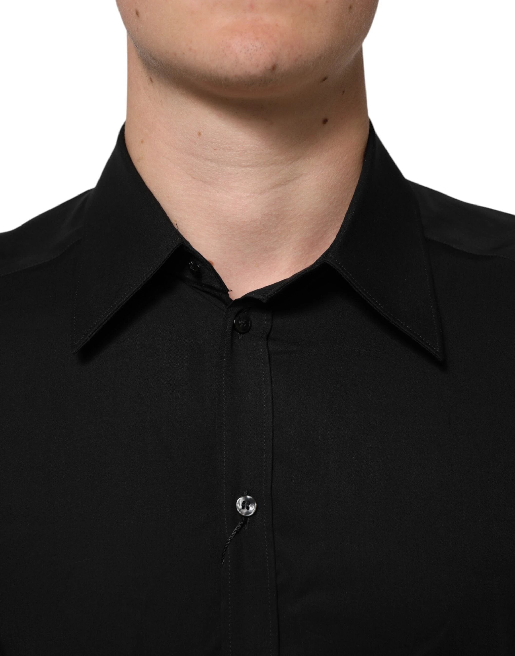 Dolce & Gabbana Black Viscose Long Sleeve Formal Dress Shirt by Dolce & Gabbana