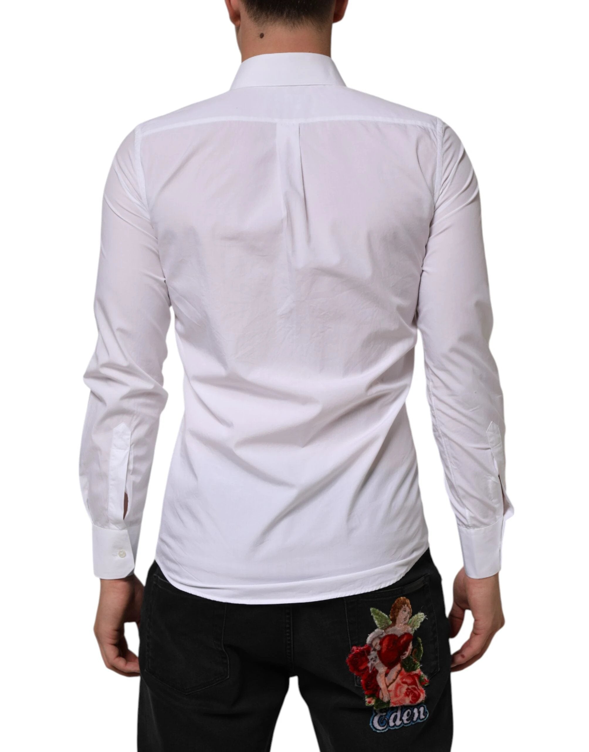 Dolce & Gabbana White Cotton MARTINI Long Sleeve Dress Shirt by Dolce & Gabbana