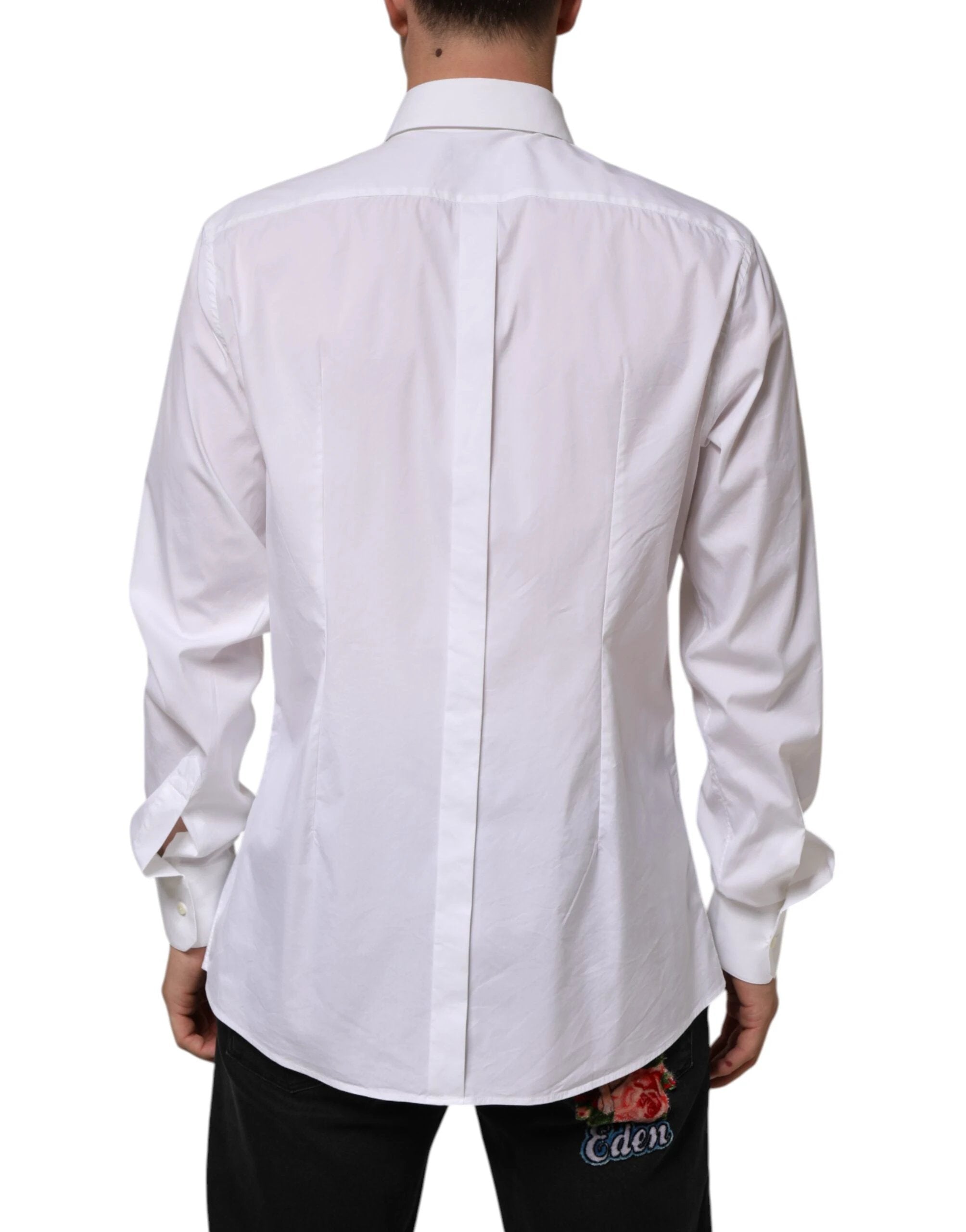 Dolce & Gabbana White Cotton GOLD Long Sleeves Formal Shirt by Dolce & Gabbana