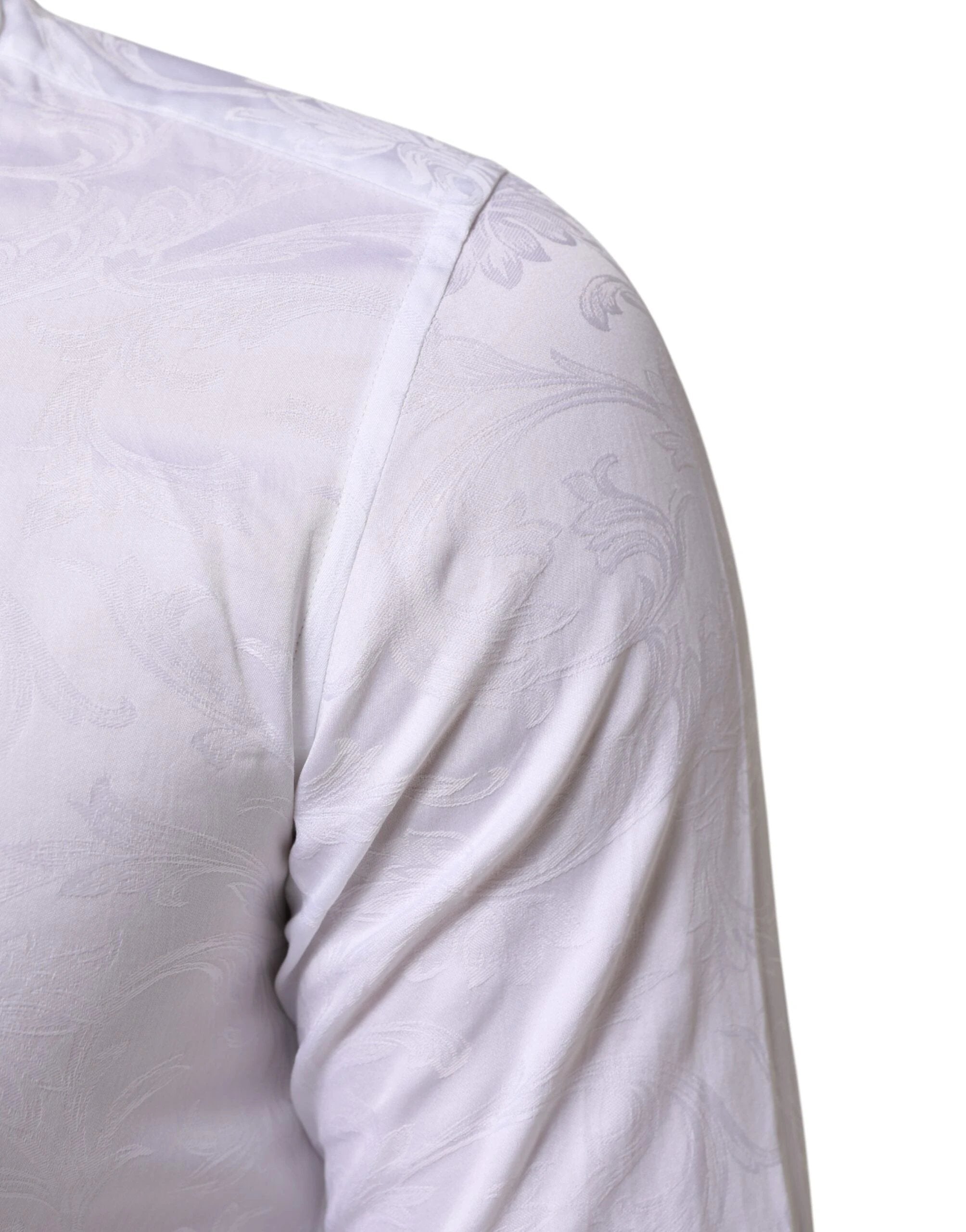 Dolce & Gabbana White Cotton MARTINI Paisley Jacquard Shirt by Dolce & Gabbana