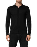 Dolce & Gabbana Black Silk Button Up Lightweight Sweater by Dolce & Gabbana