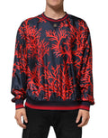 Dolce & Gabbana Silk Navy Red Coral Print Pullover Sweater by Dolce & Gabbana