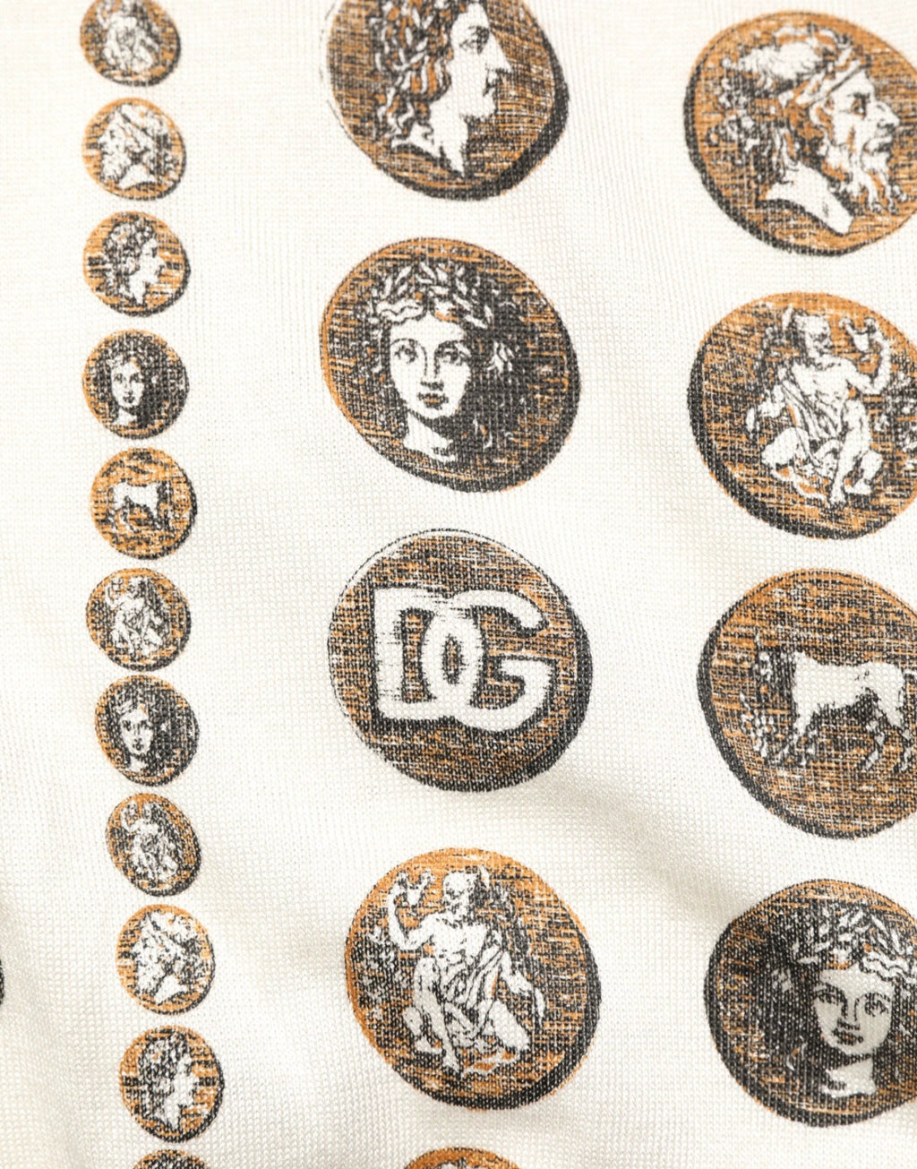 Dolce & Gabbana Silk Ivory Coin Print Logo Men Polo T-shirt by Dolce & Gabbana