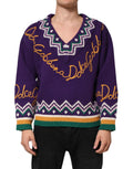 Dolce & Gabbana Purple Wool DG Logo Men Knit Pullover Sweater by Dolce & Gabbana