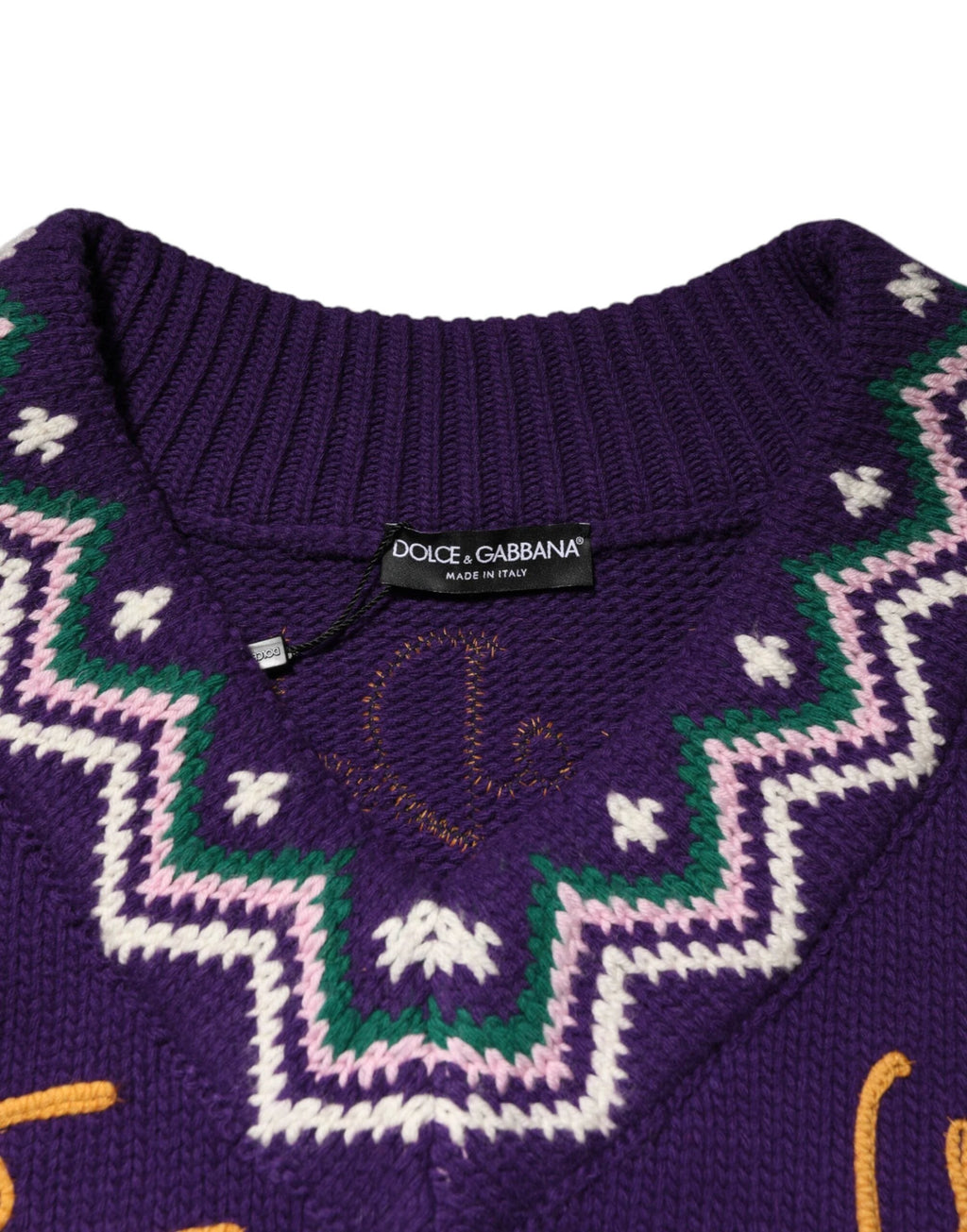 Dolce & Gabbana Purple Wool DG Logo Men Knit Pullover Sweater by Dolce & Gabbana