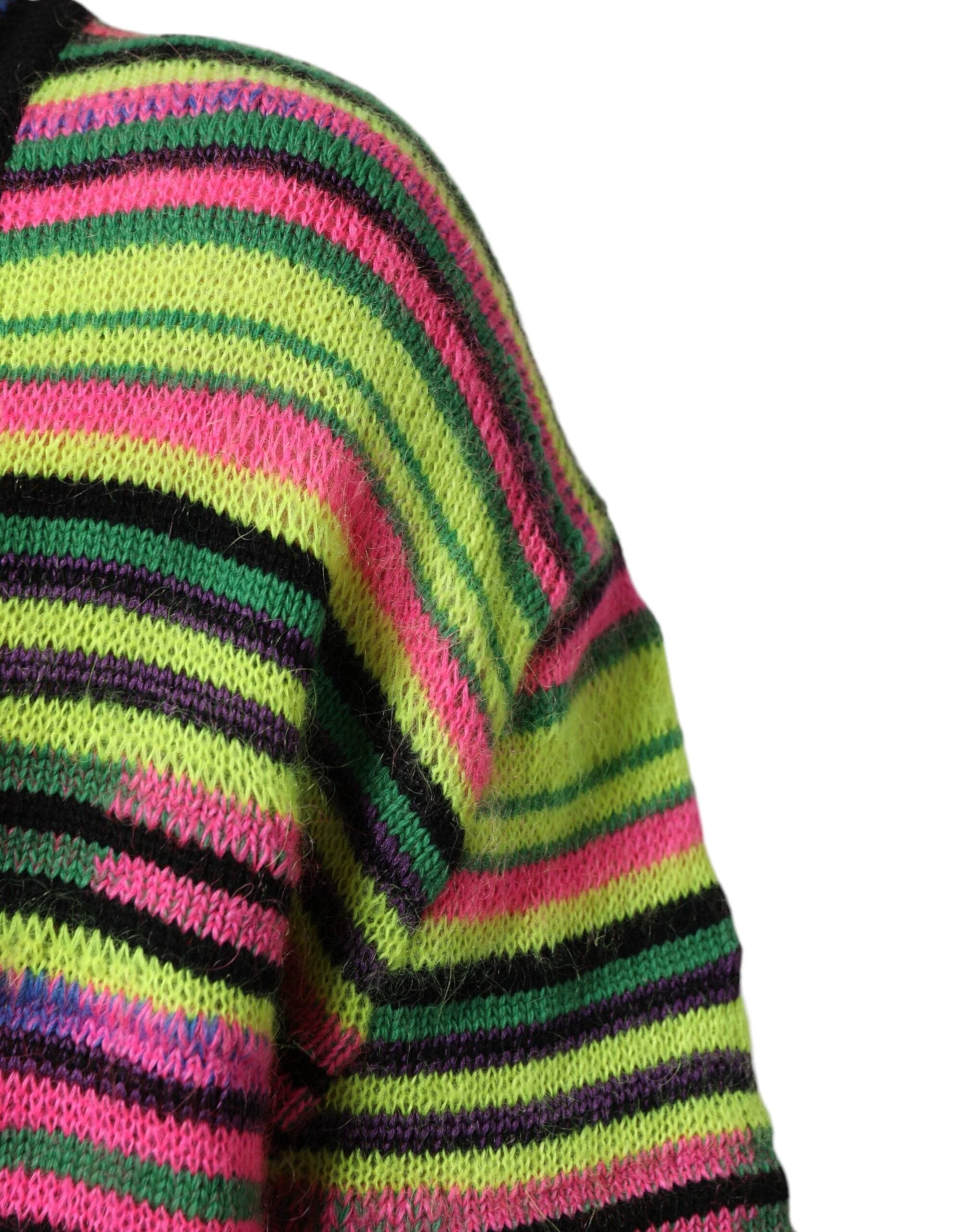 Dolce & Gabbana Multicolor DG Logo V-Neck Knit Pullover Sweater by Dolce & Gabbana