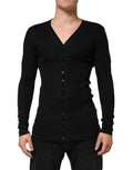 Dolce & Gabbana Black Cotton Button Up Men Cardigan Sweater by Dolce & Gabbana