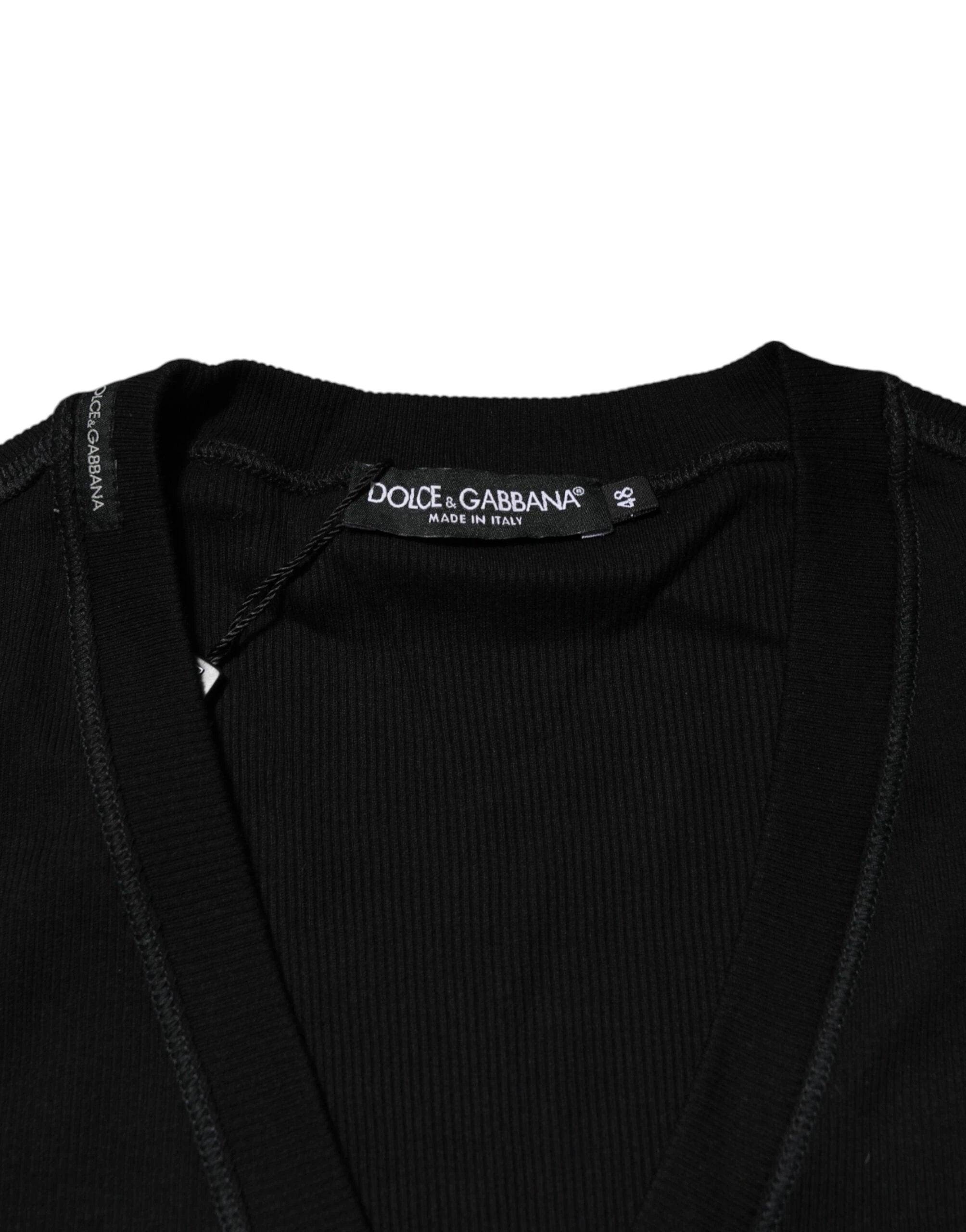 Dolce & Gabbana Black Cotton Button Up Men Cardigan Sweater by Dolce & Gabbana