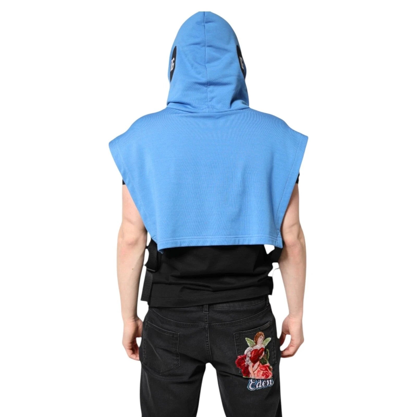 Dolce & Gabbana Blue Cotton Hooded Men Sportswear One Size Vest by Dolce & Gabbana