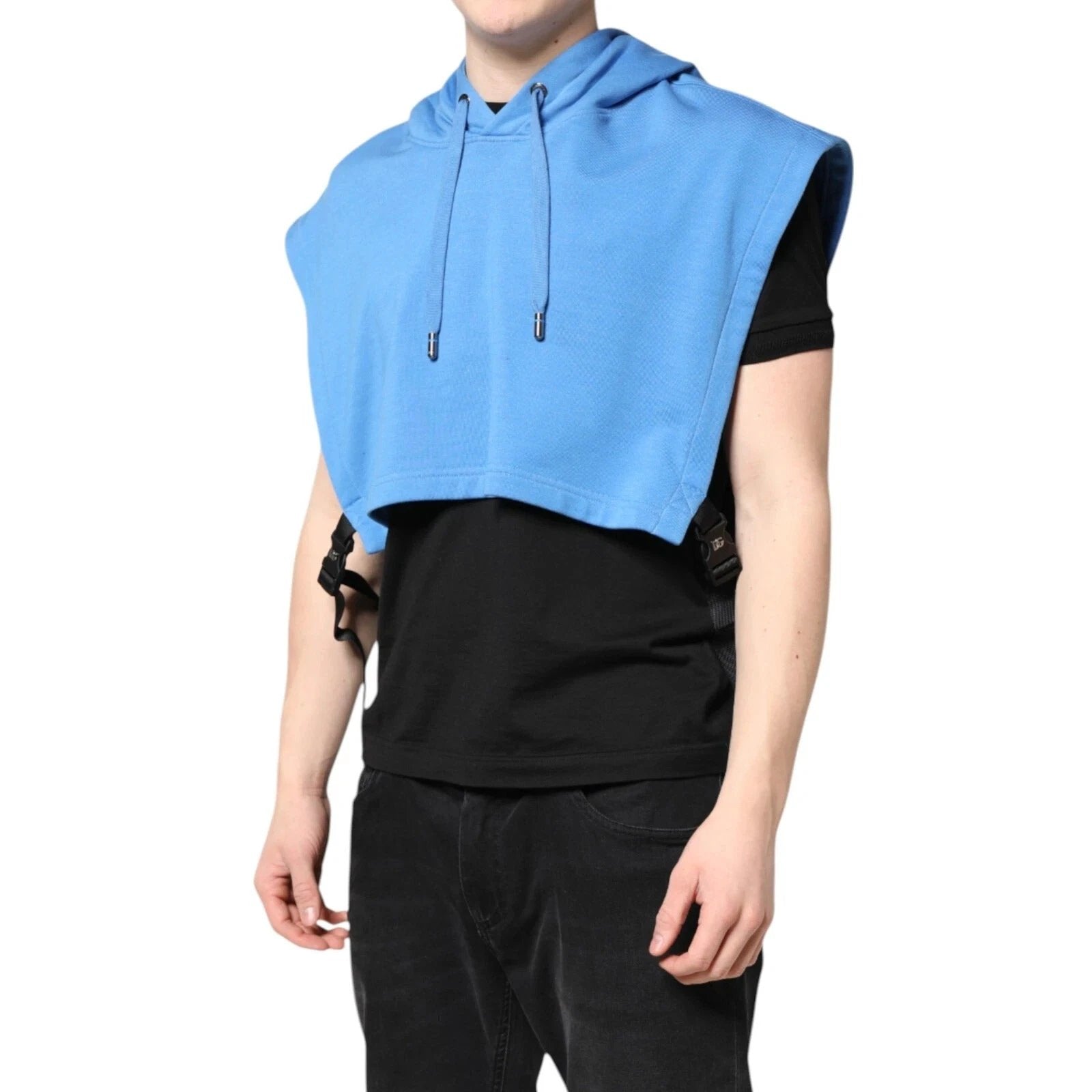 Dolce & Gabbana Blue Cotton Hooded Men Sportswear One Size Vest by Dolce & Gabbana
