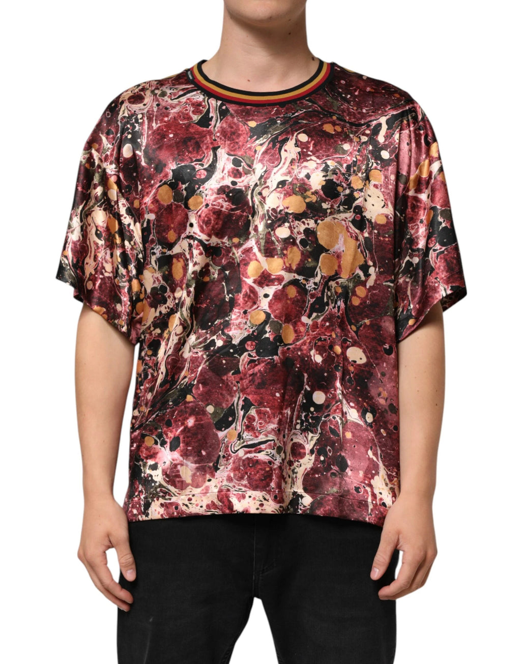 Dolce & Gabbana Multicolor Polyester Marble Print Oversize T-shirt by Dolce & Gabbana