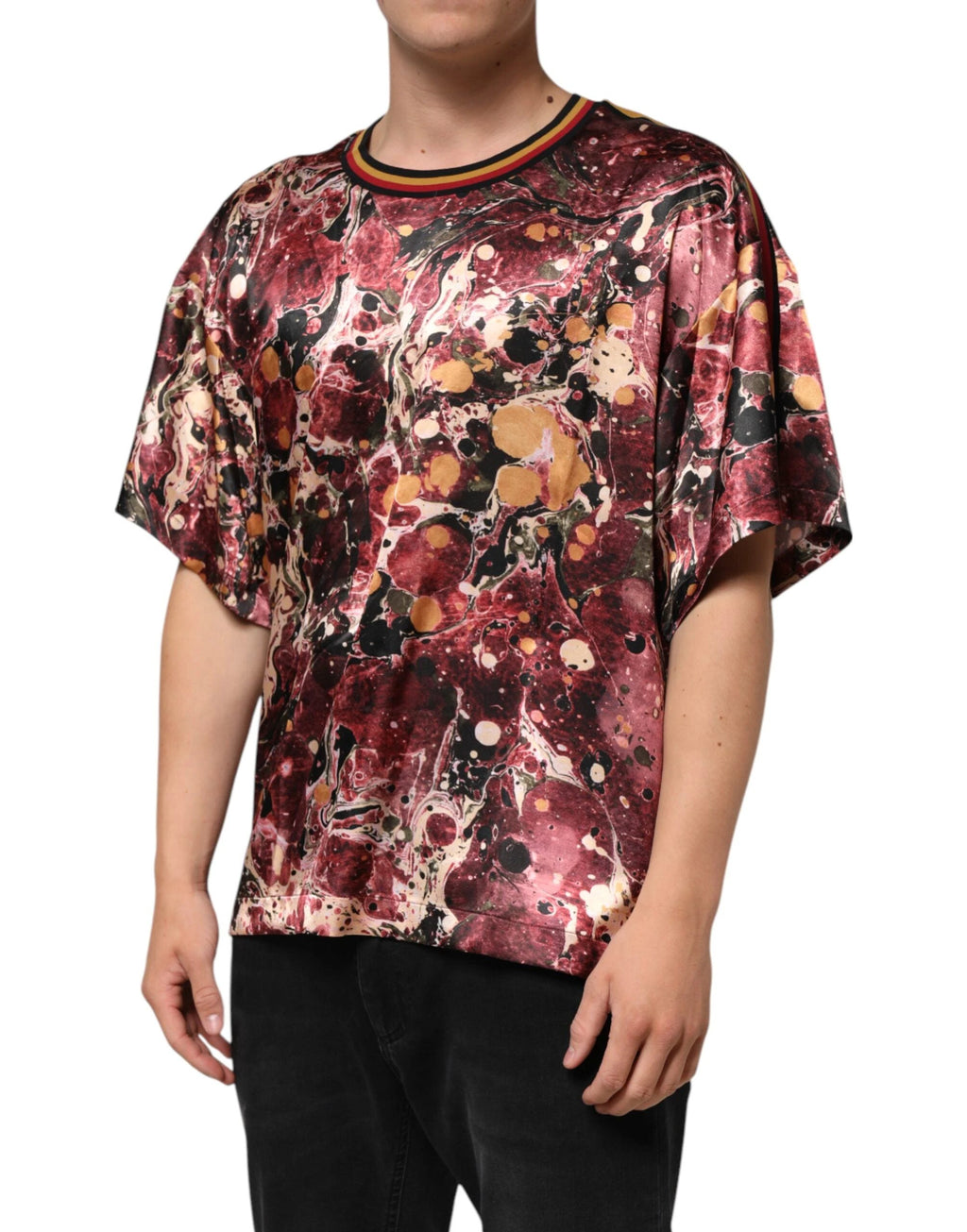 Dolce & Gabbana Multicolor Polyester Marble Print Oversize T-shirt by Dolce & Gabbana