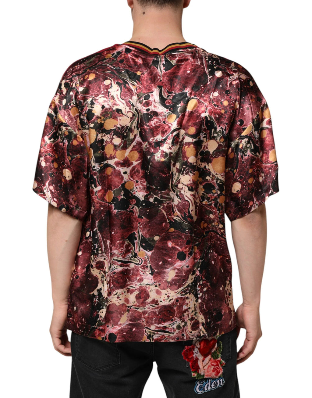 Dolce & Gabbana Multicolor Polyester Marble Print Oversize T-shirt by Dolce & Gabbana