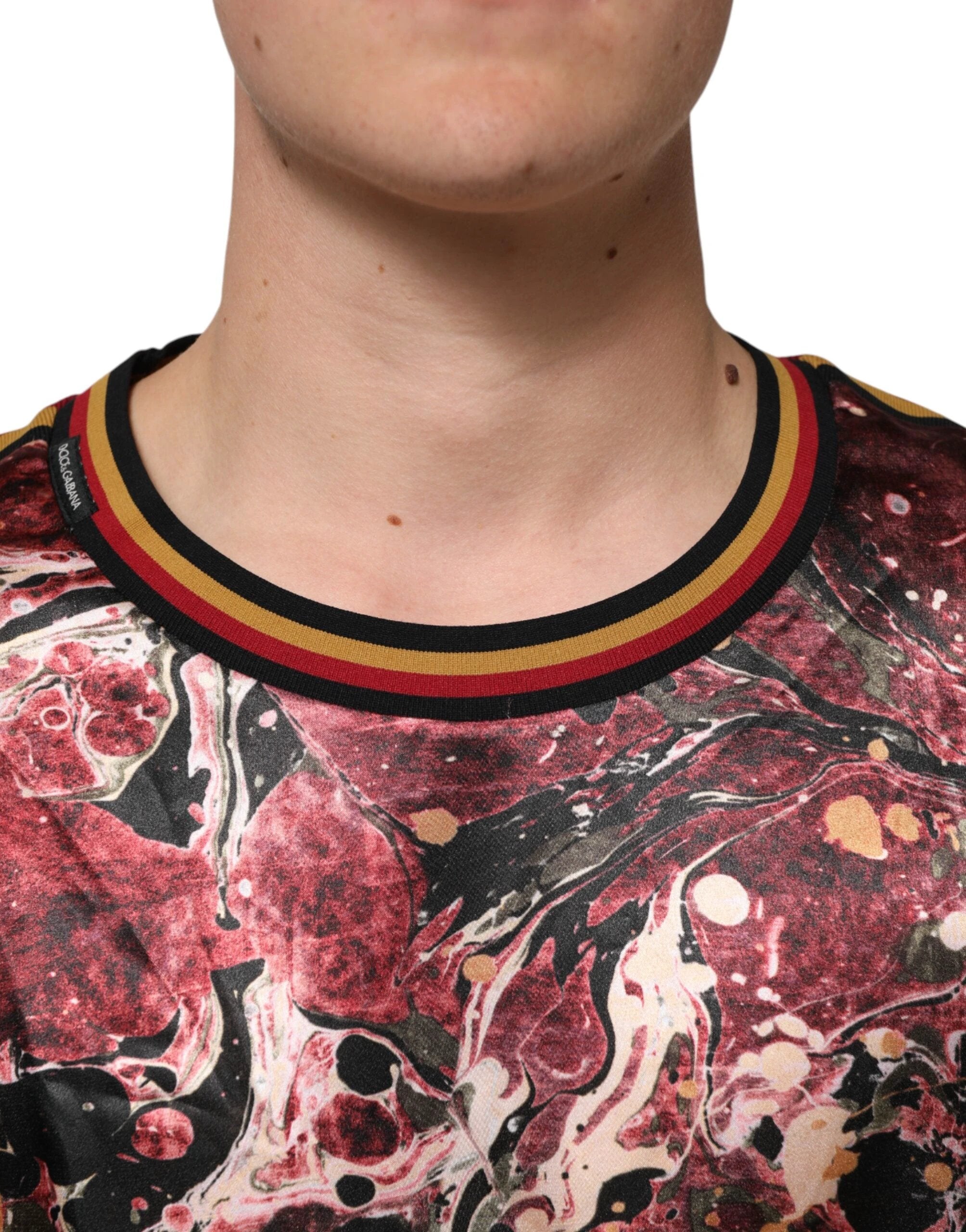Dolce & Gabbana Multicolor Polyester Marble Print Oversize T-shirt by Dolce & Gabbana