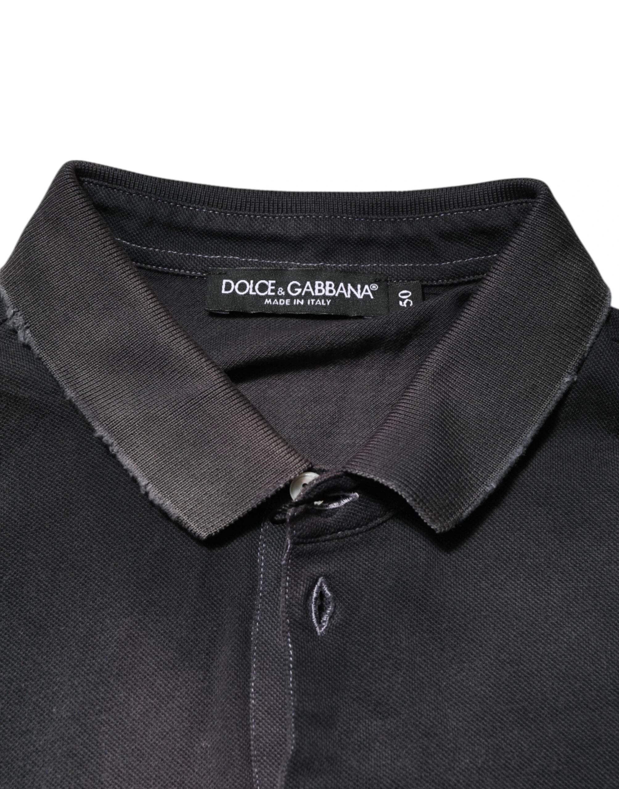 Dolce & Gabbana Gray Cotton Crown Collared Men Polo T-shirt by Dolce & Gabbana
