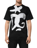 Dolce & Gabbana Black Cotton DG Logo Graffiti Short Sleeve T-shirt by Dolce & Gabbana