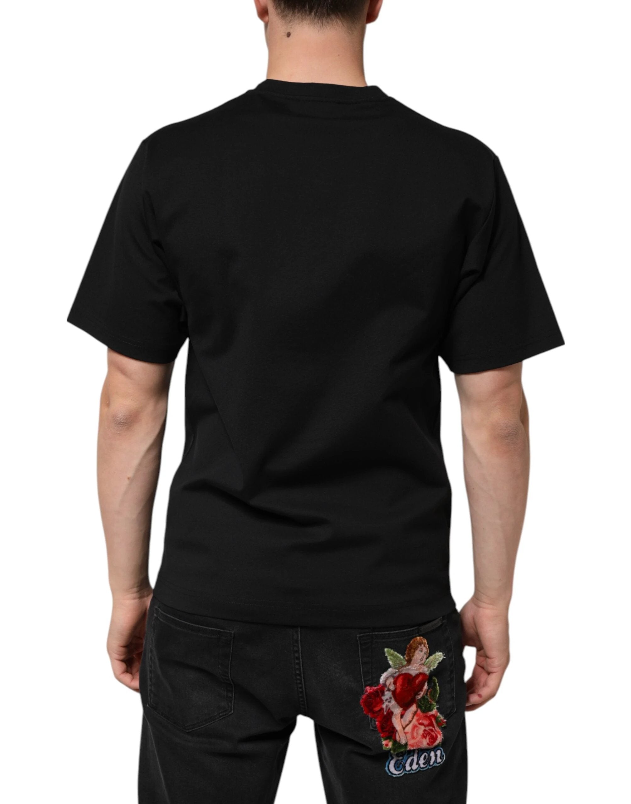 Dolce & Gabbana Black Cotton DG Logo Graffiti Short Sleeve T-shirt by Dolce & Gabbana