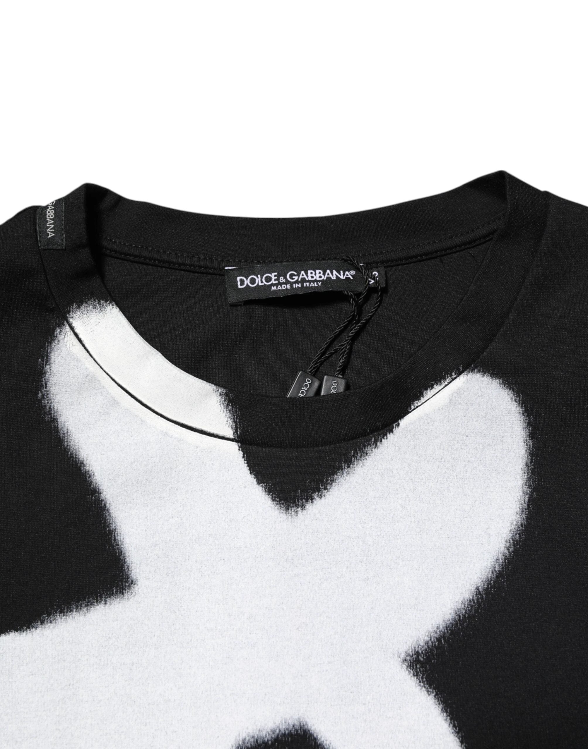 Dolce & Gabbana Black Cotton DG Logo Graffiti Short Sleeve T-shirt by Dolce & Gabbana