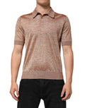 Dolce & Gabbana Brown Silk Textured Short Sleeve Polo T-shirt by Dolce & Gabbana